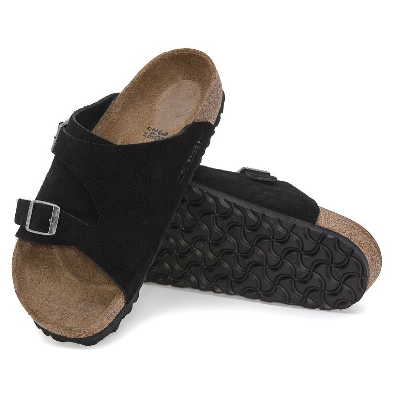 BIRKENSTOCK Zürich Suede Leather Black Lounge Fit detail