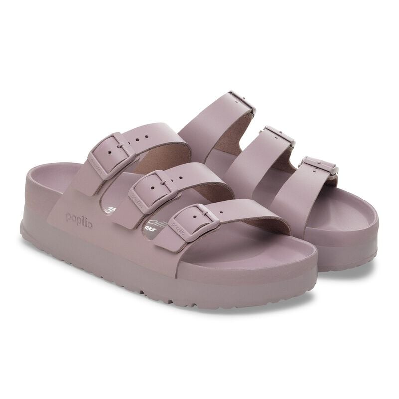 BIRKENSTOCK Florida Flex Platform Natural Leather Faded Purple City Comfort detail
