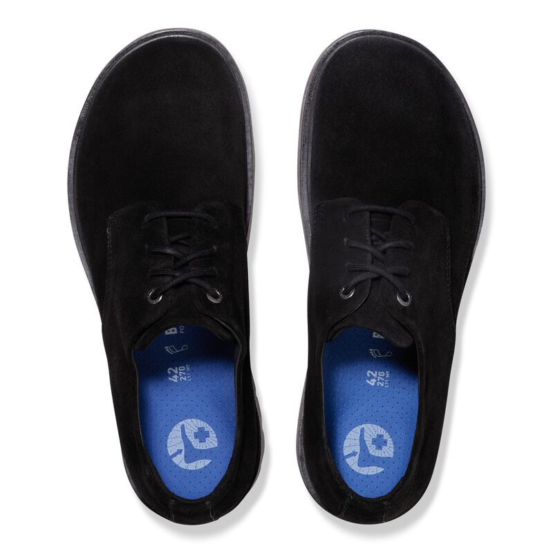 BIRKENSTOCK Highwood Lace Low Suede Leather Black City Comfort detail