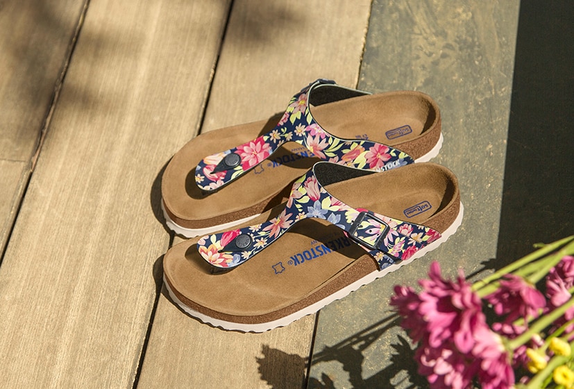 birkenstocks with flowers