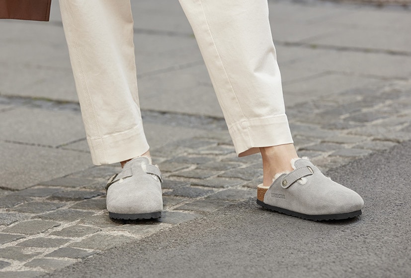 shearling lined birkenstock clogs