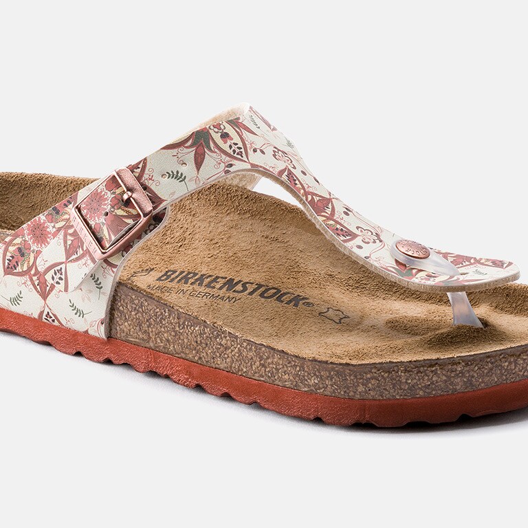 patterned birkenstock clogs