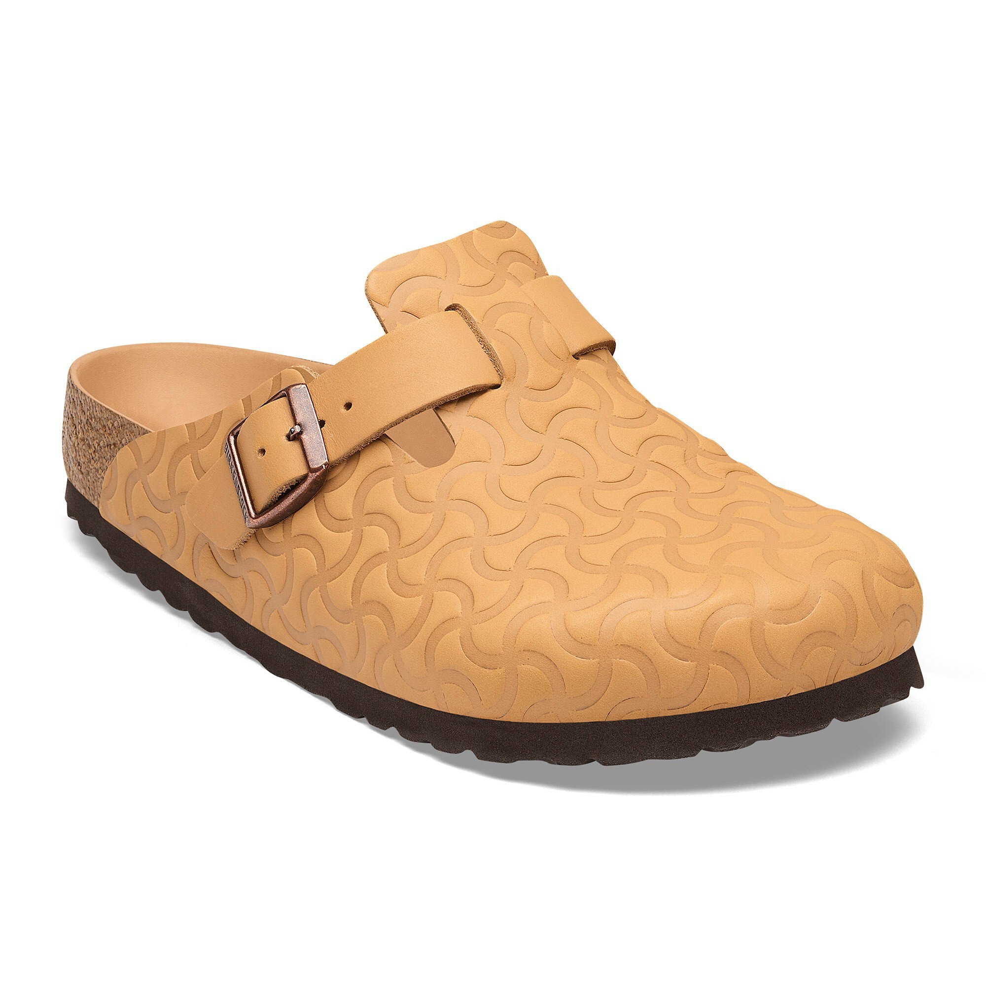 BIRKENSTOCK Boston Embossed Leather Nature Clogs