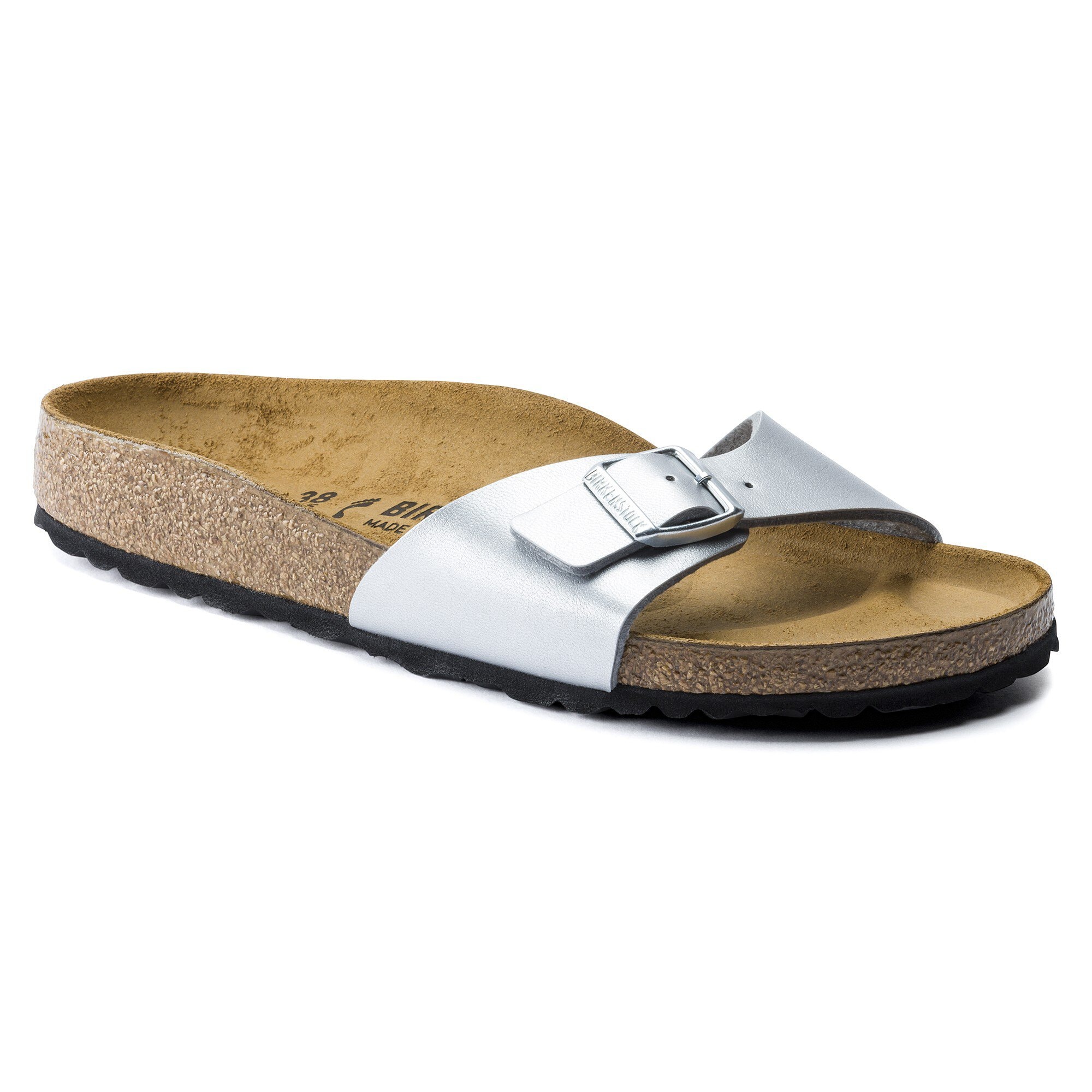 BIRKENSTOCK Madrid Birko-Flor Silver One-Strap Sandals