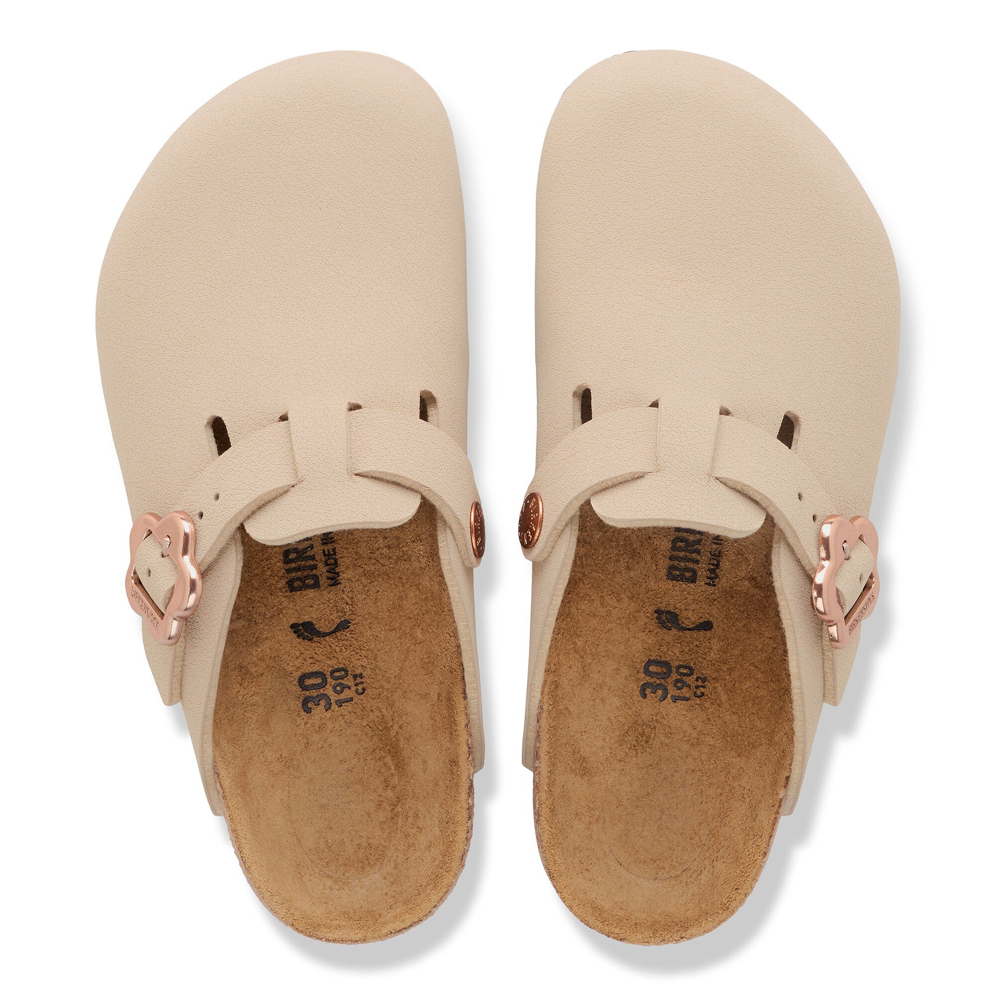 Детские сабо Birkenstock Boston Flower Buckle Kids Birko-Flor Nubuck, цвет: Sandcastle — фото 2