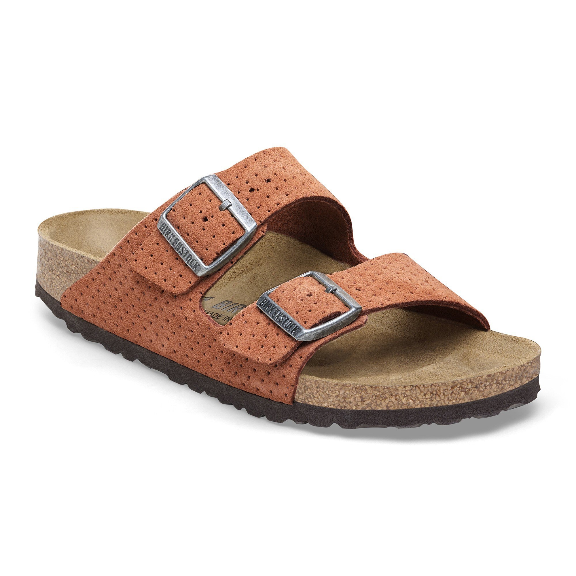 Arizona Suede Embossed in Color Dotted Burnt Orange | BIRKENSTOCK US