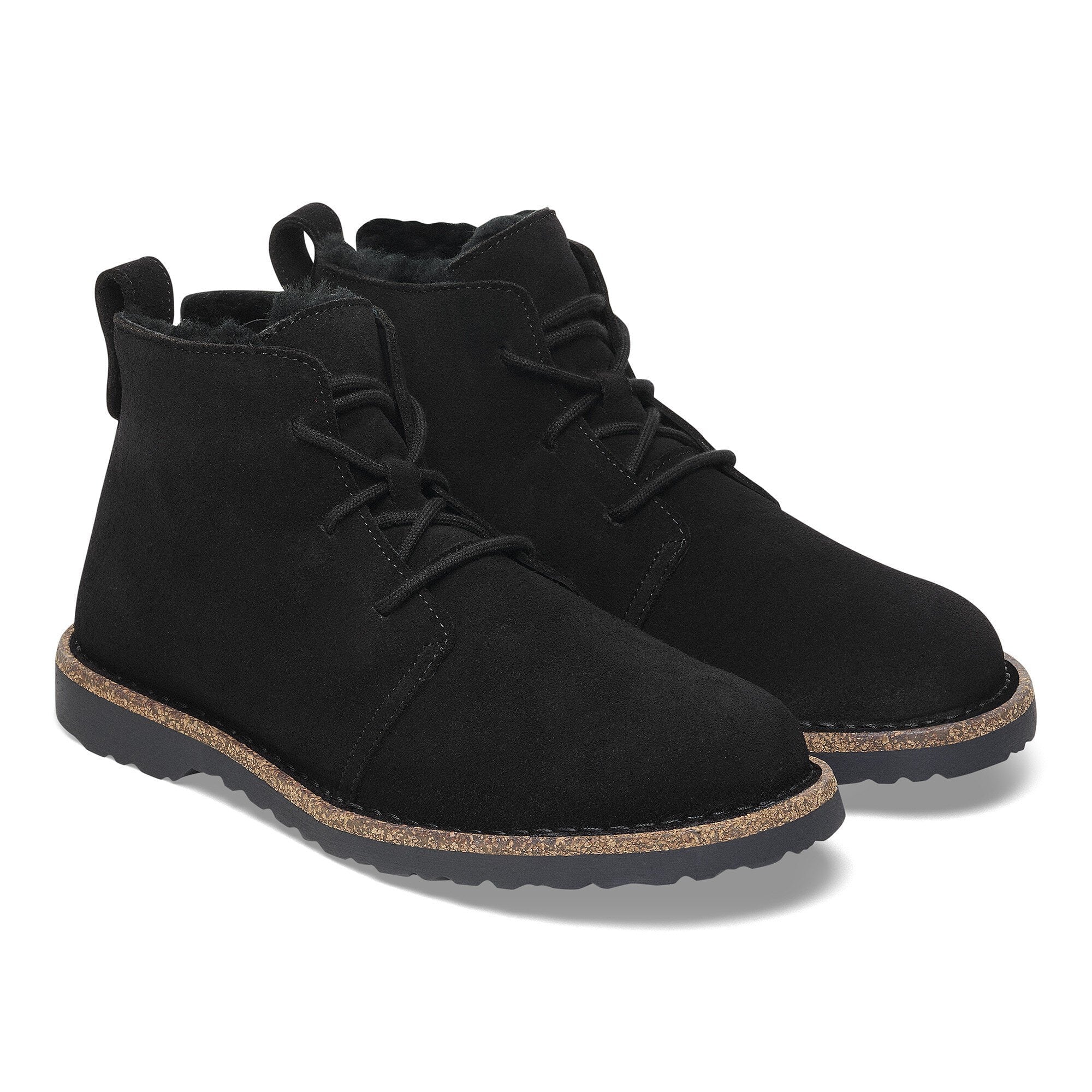 Женские ботинки Birkenstock Uppsala Mid Shearling Suede Leather, цвет: Чёрный — фото 4