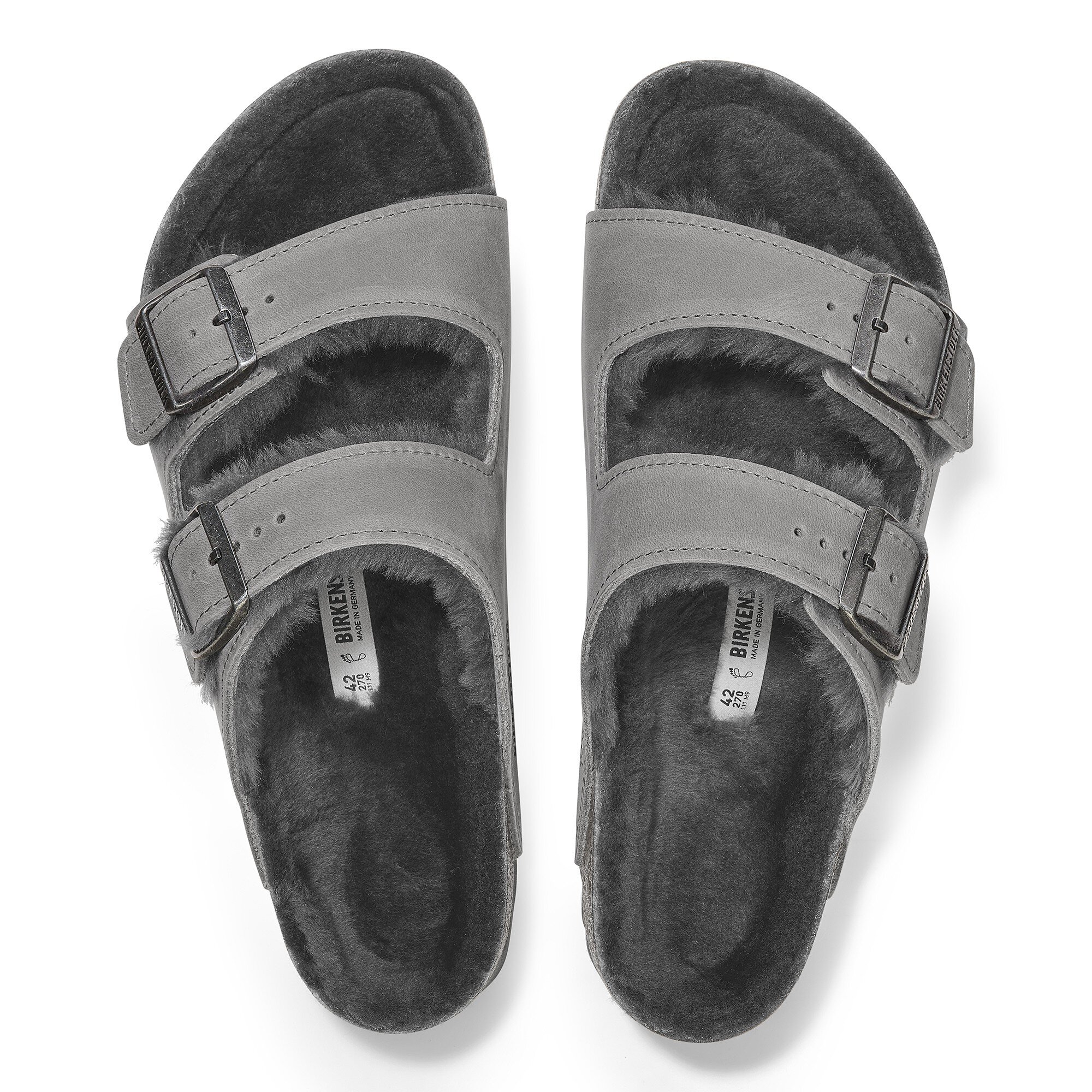 Сандалии Birkenstock Arizona Shearling Waxy Leather Oiled, цвет: Железный — фото 2