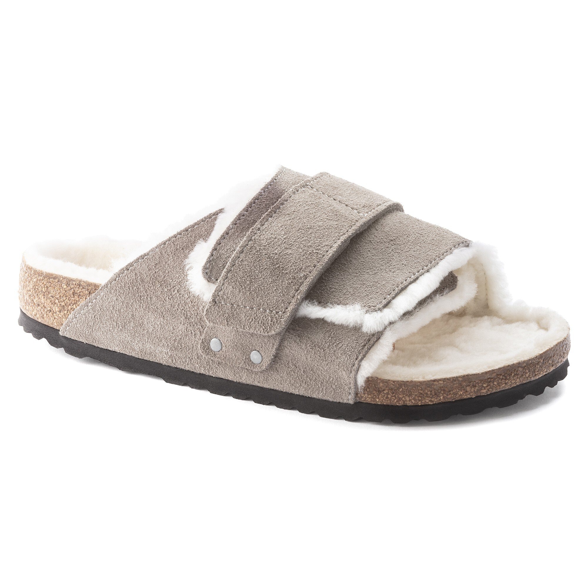 BIRKENSTOCK Kyoto Shearling サンダル 370 Kyoto Shearling Suede Leather in Color Thyme | BIRKENSTOCK