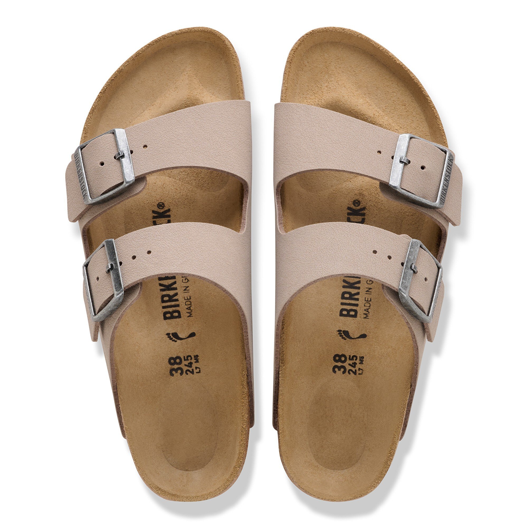 Сандалии Birkenstock Arizona Birko-Flor Nubuck, цвет: Серый серо-коричневый — фото 2