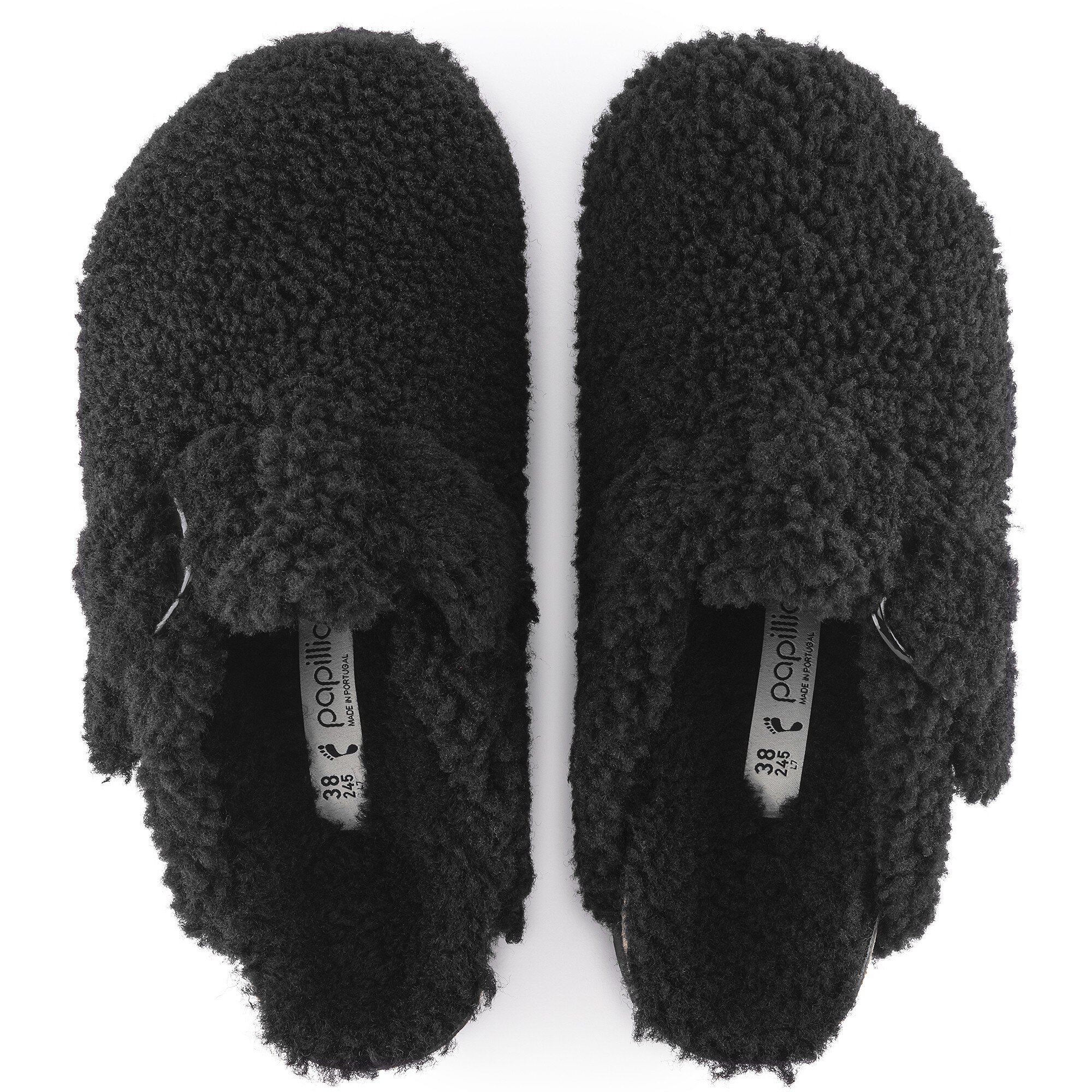 Сабо Birkenstock Boston Big Buckle Platform Fur, цвет: Чёрный — фото 2