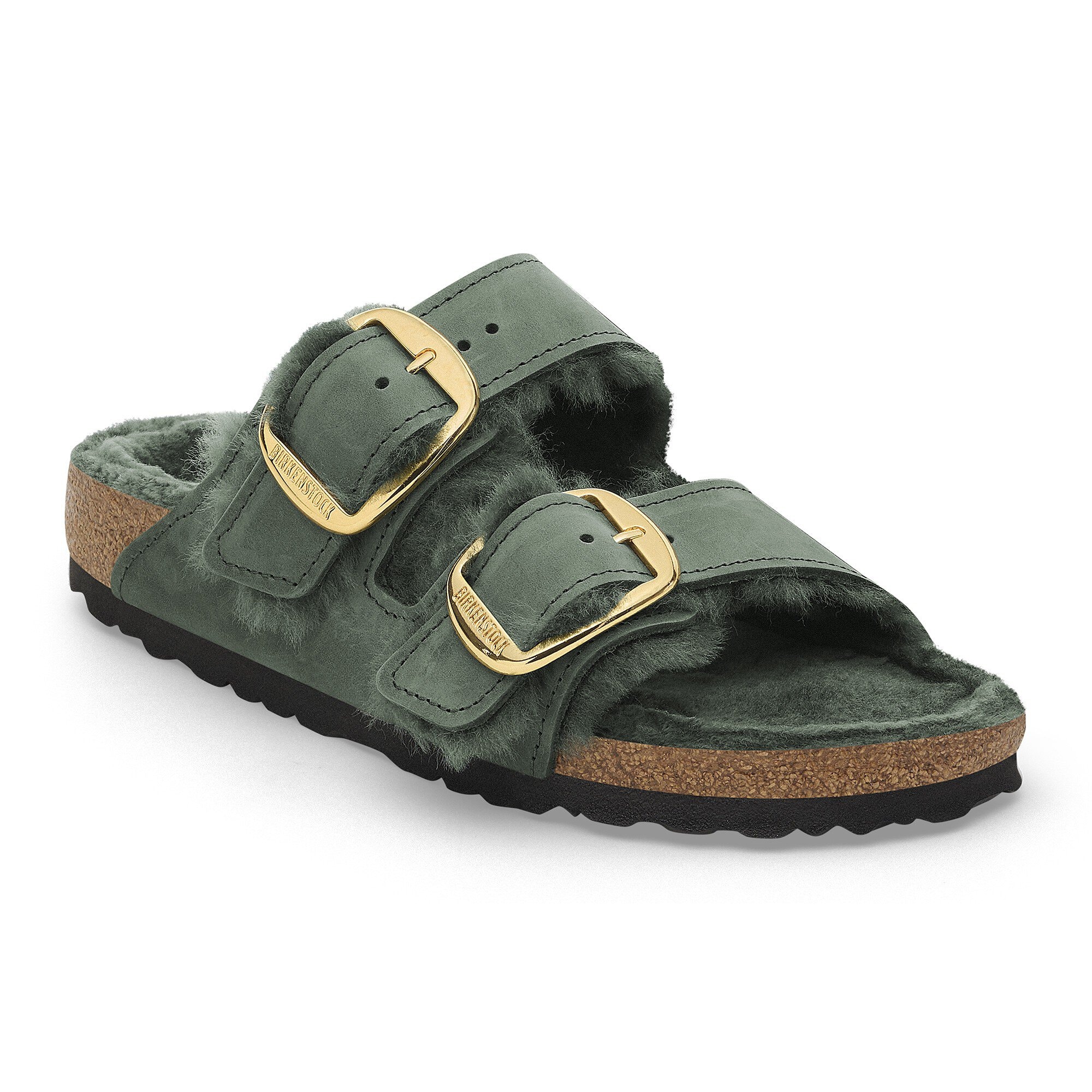 Arizona Big Buckle Shearling Oiled Leather in Color Thyme