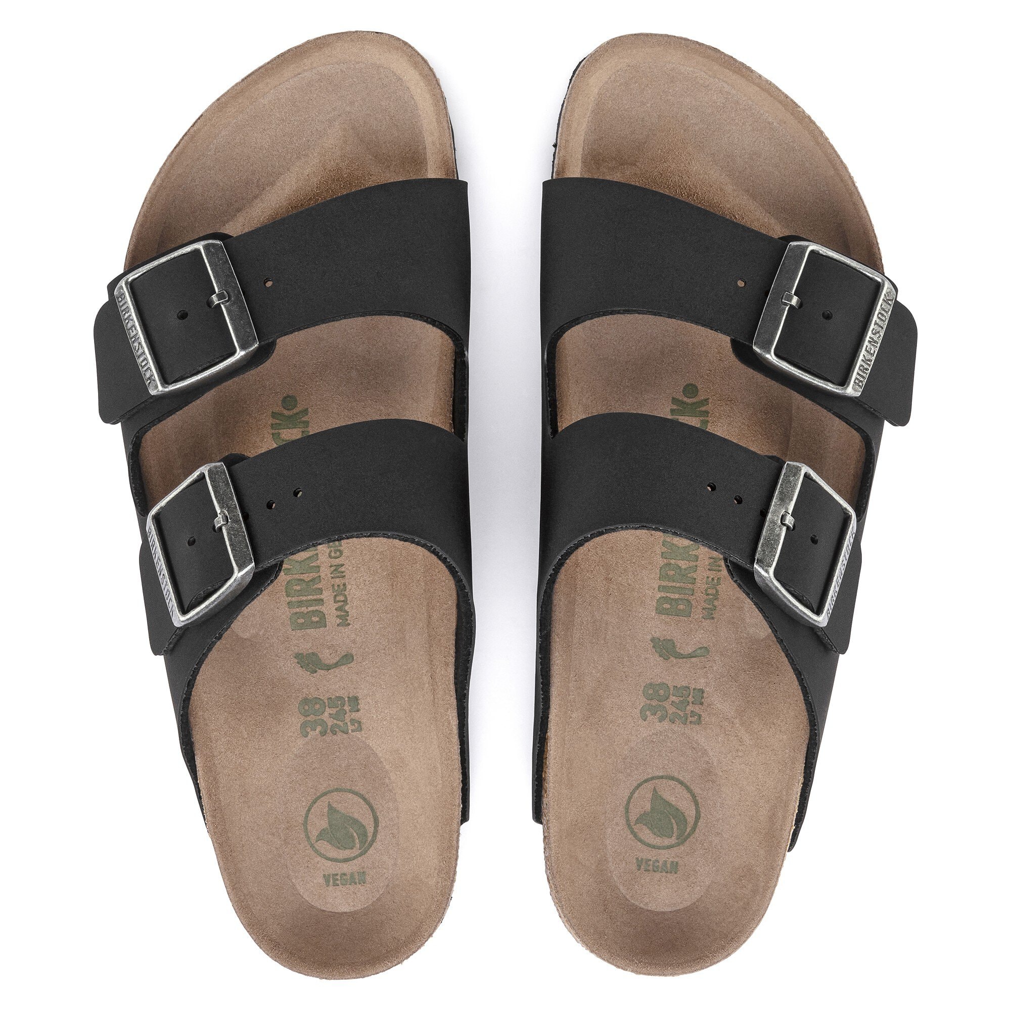 Сандалии Birkenstock Arizona Vegan Birko-Flor Nubuck, цвет: Чёрный — фото 2