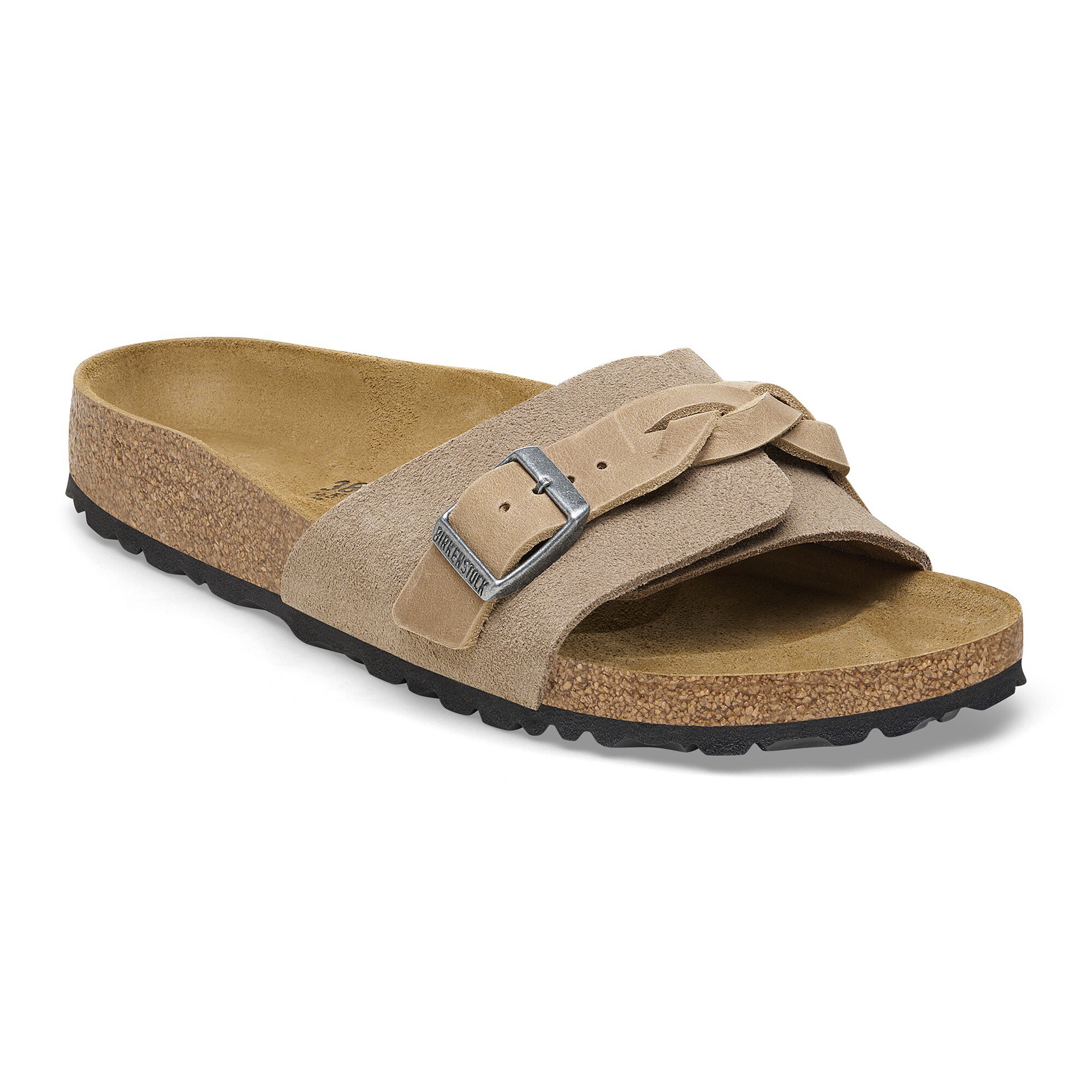 Oita Braided Suede Leather in Color Taupe | BIRKENSTOCK US