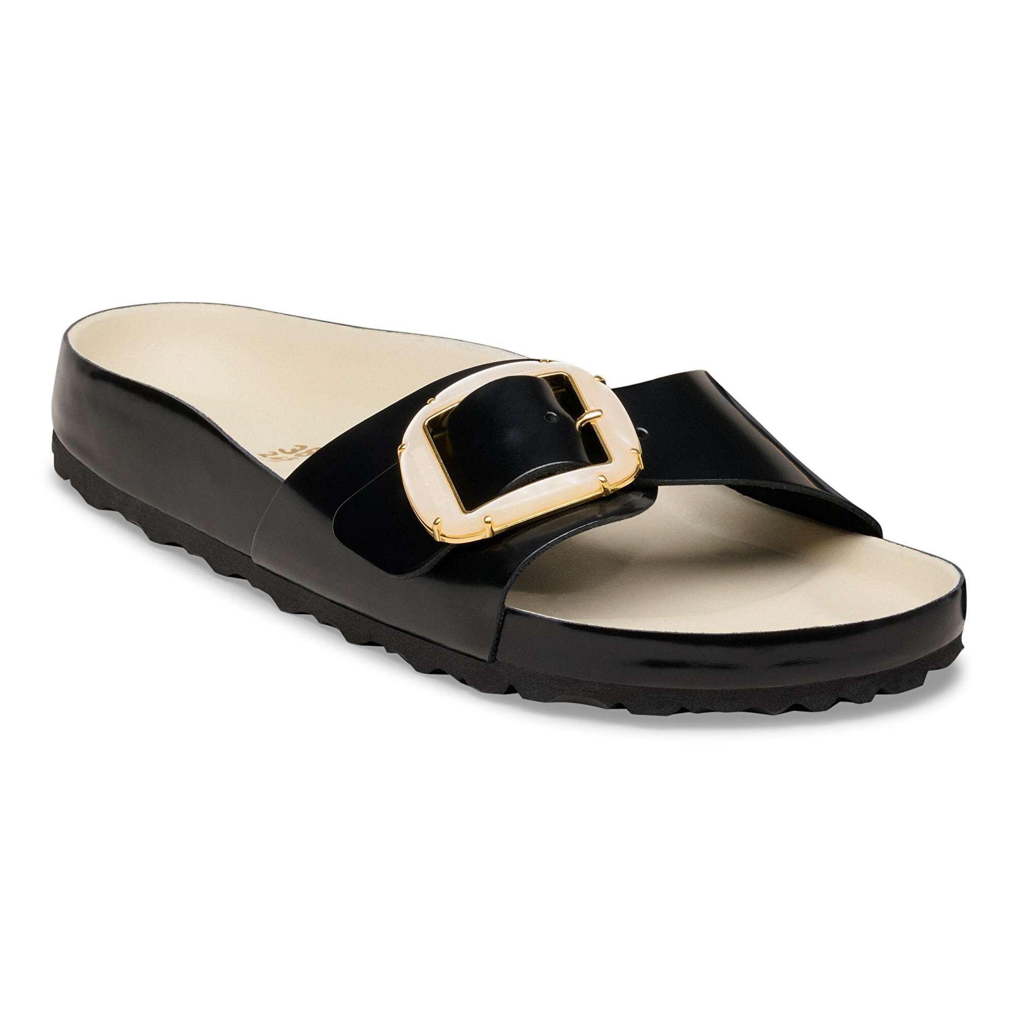 Madrid Big Buckle Pearl Natural Leather Patent in Color High-Shine