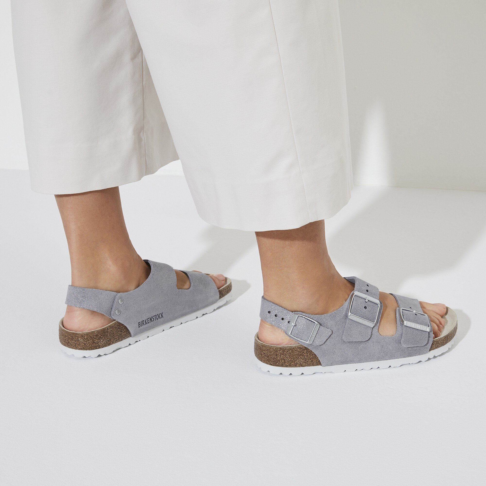 Женские сандалии Birkenstock Milano Suede Leather, цвет: Фиолетовый туманный — фото 6