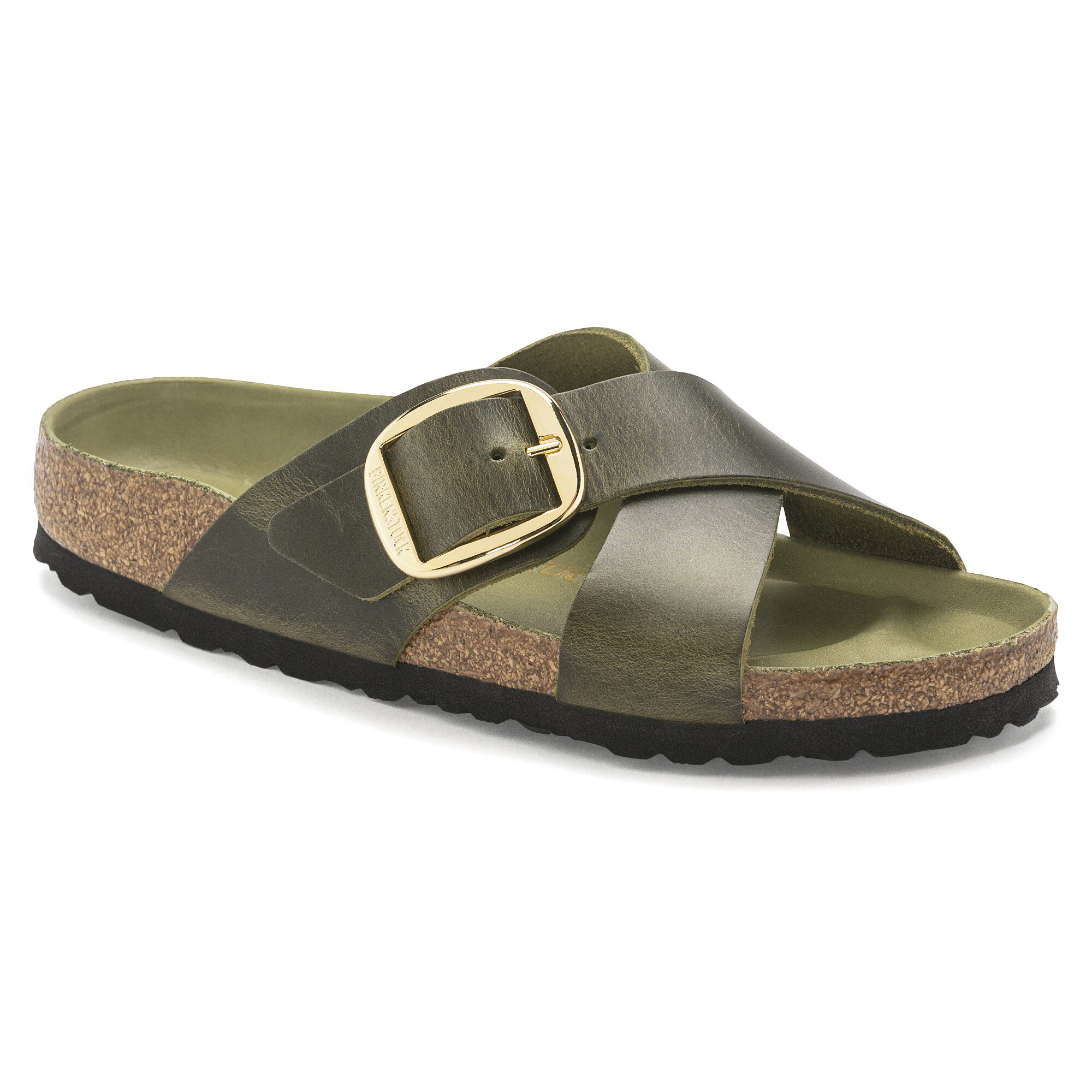 Siena Big Buckle Oiled Leather in Color Olive Green | BIRKENSTOCK US