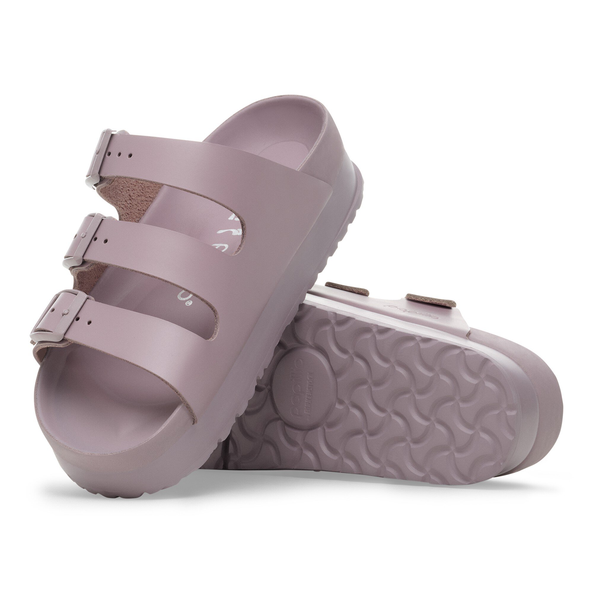 Женские сандалии Birkenstock Florida Flex Platform Natural Leather, цвет: Выцветший фиолетовый — фото 8