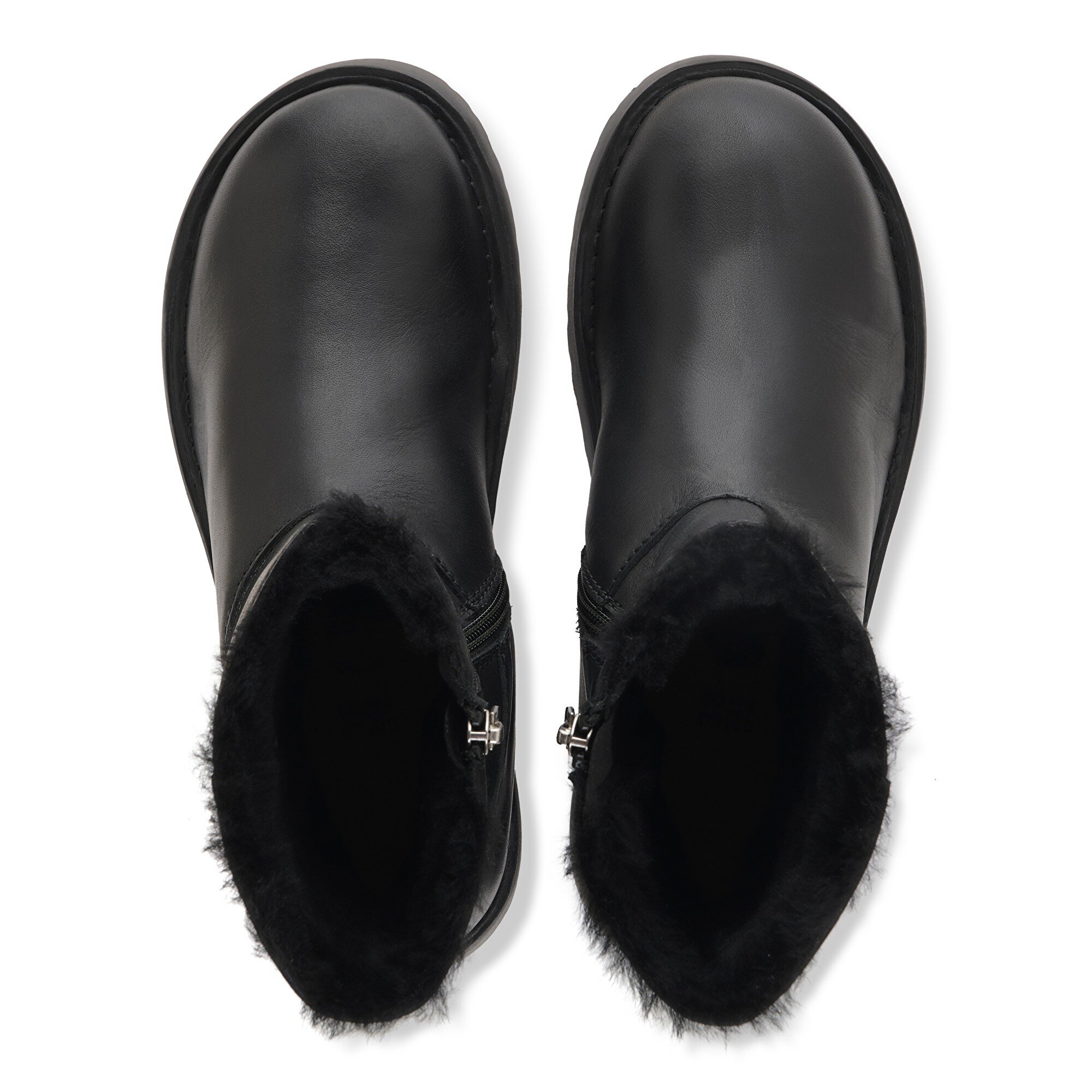Женские ботинки Birkenstock Uppsala Zip Shearling Natural Leather, цвет: Чёрный — фото 2