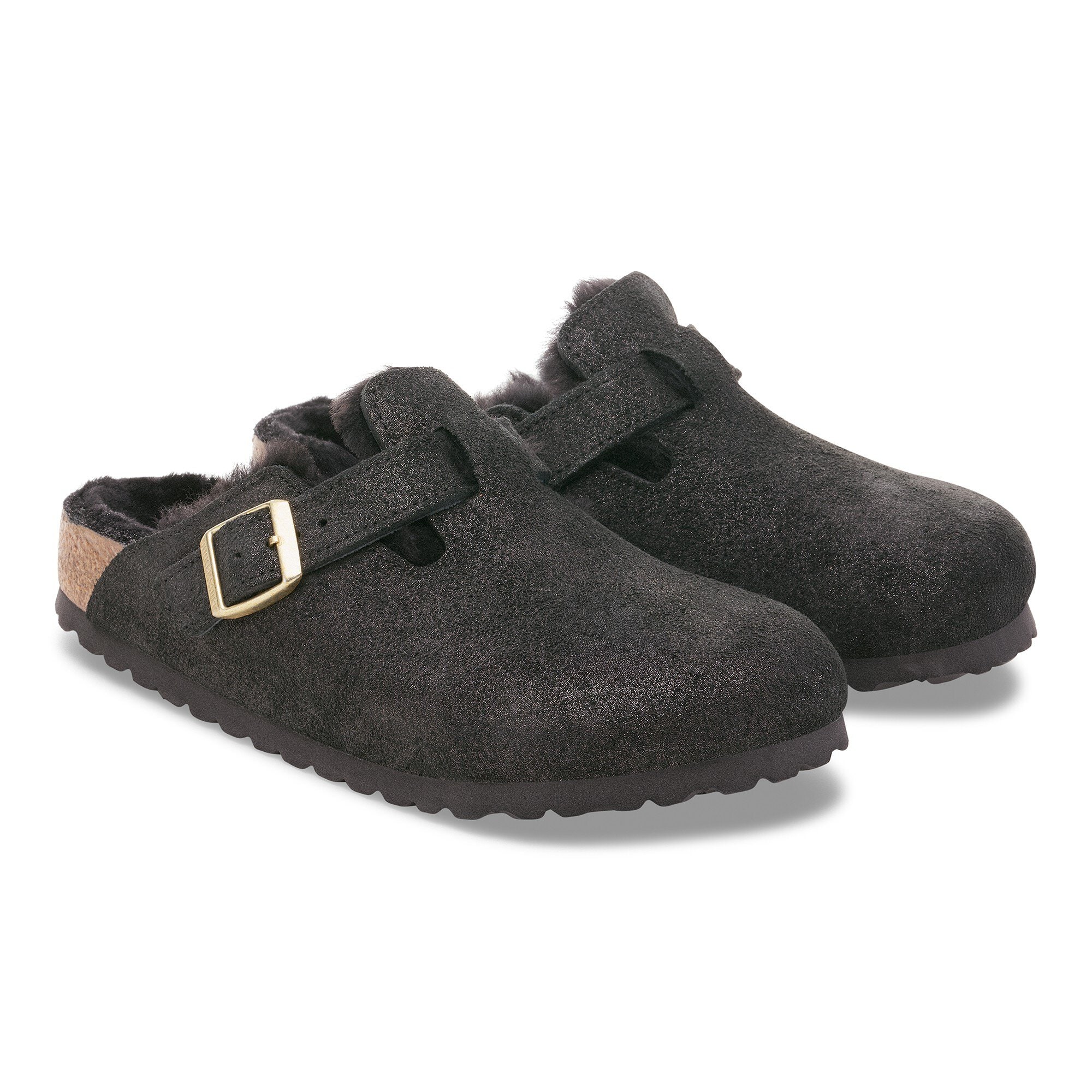 Сабо Birkenstock Boston Shearling Suede Leather/Fur, цвет: Чёрный замшевый — фото 5