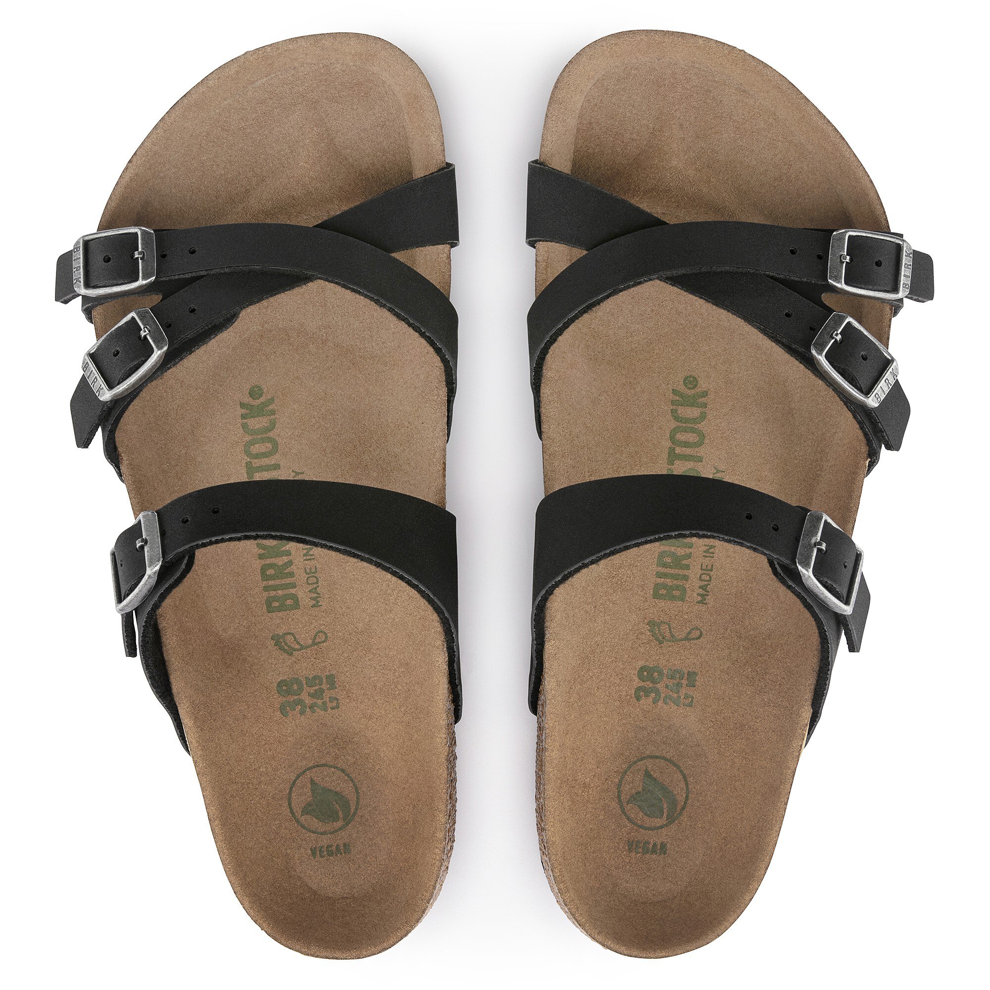 Женские сандалии Birkenstock Franca Birko-Flor Nubuck, цвет: Чёрный — фото 2