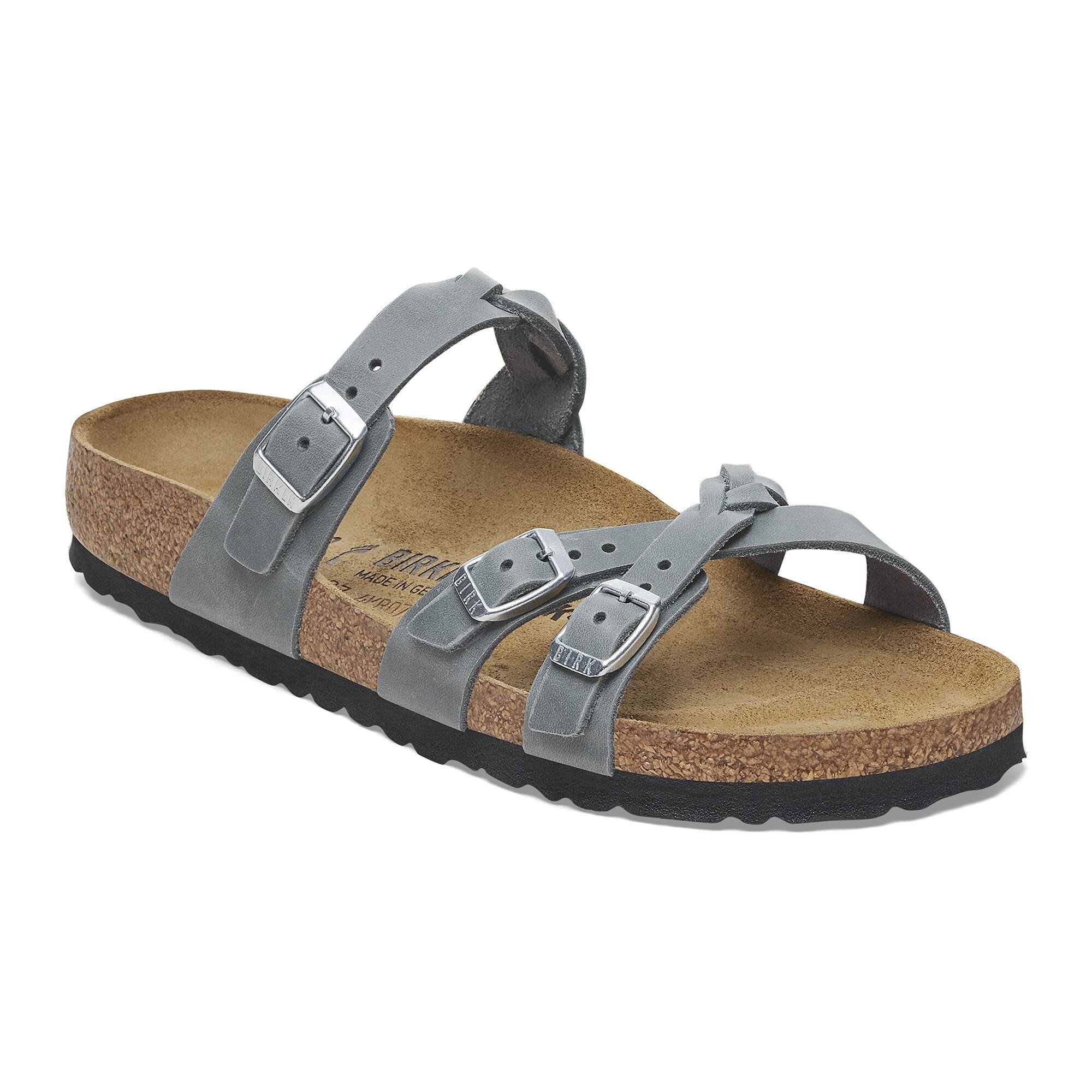 Franca Braided Oiled Leather in Color Basalt Gray | BIRKENSTOCK US