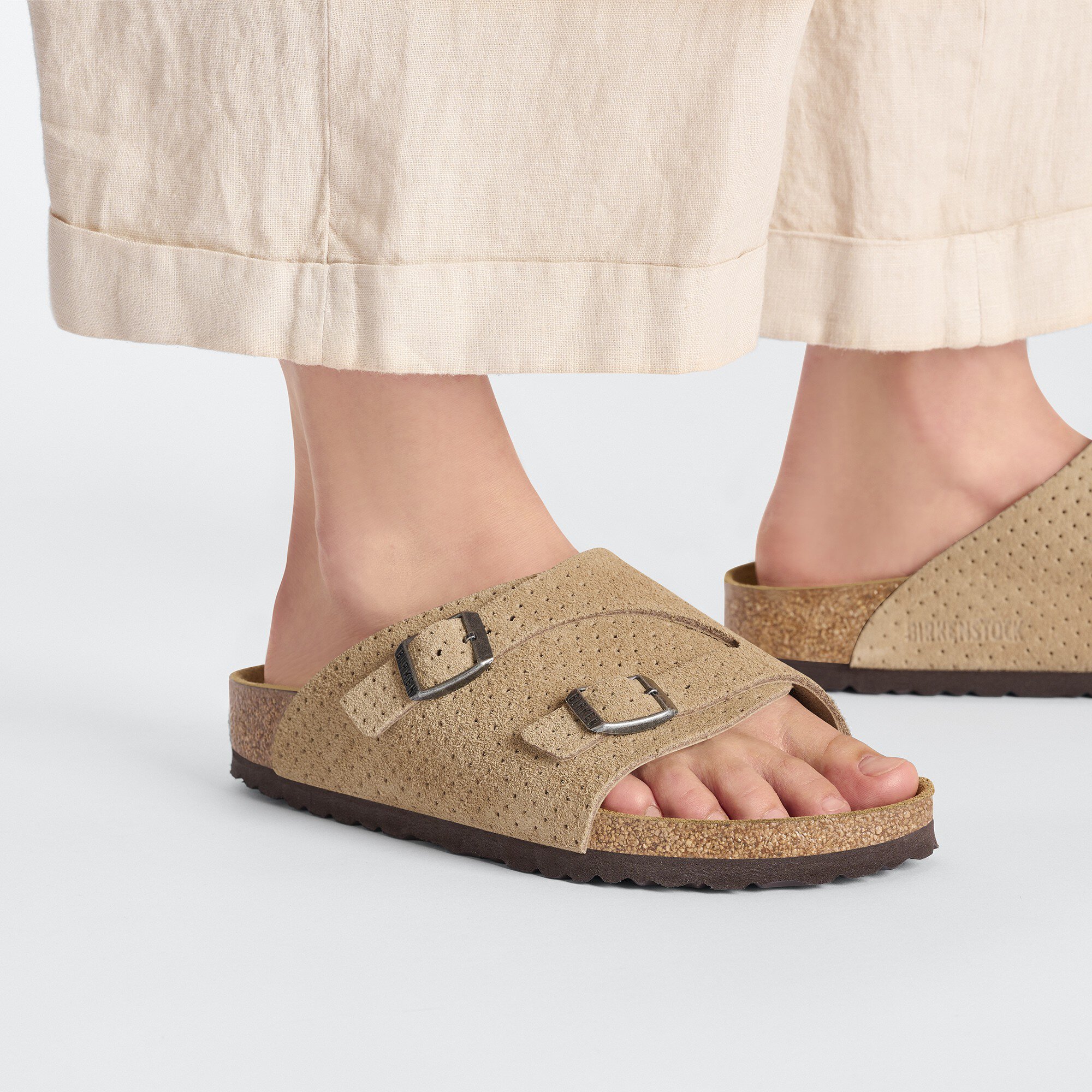 Сабо Birkenstock Zürich Suede Leather Embossed, цвет: Бежевый — фото 4