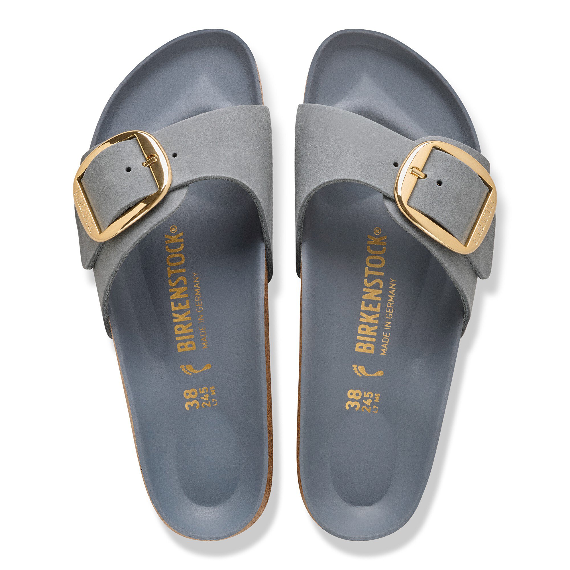 Женские сандалии Birkenstock Madrid Big Buckle Natural Leather Oiled, цвет: Серый — фото 2