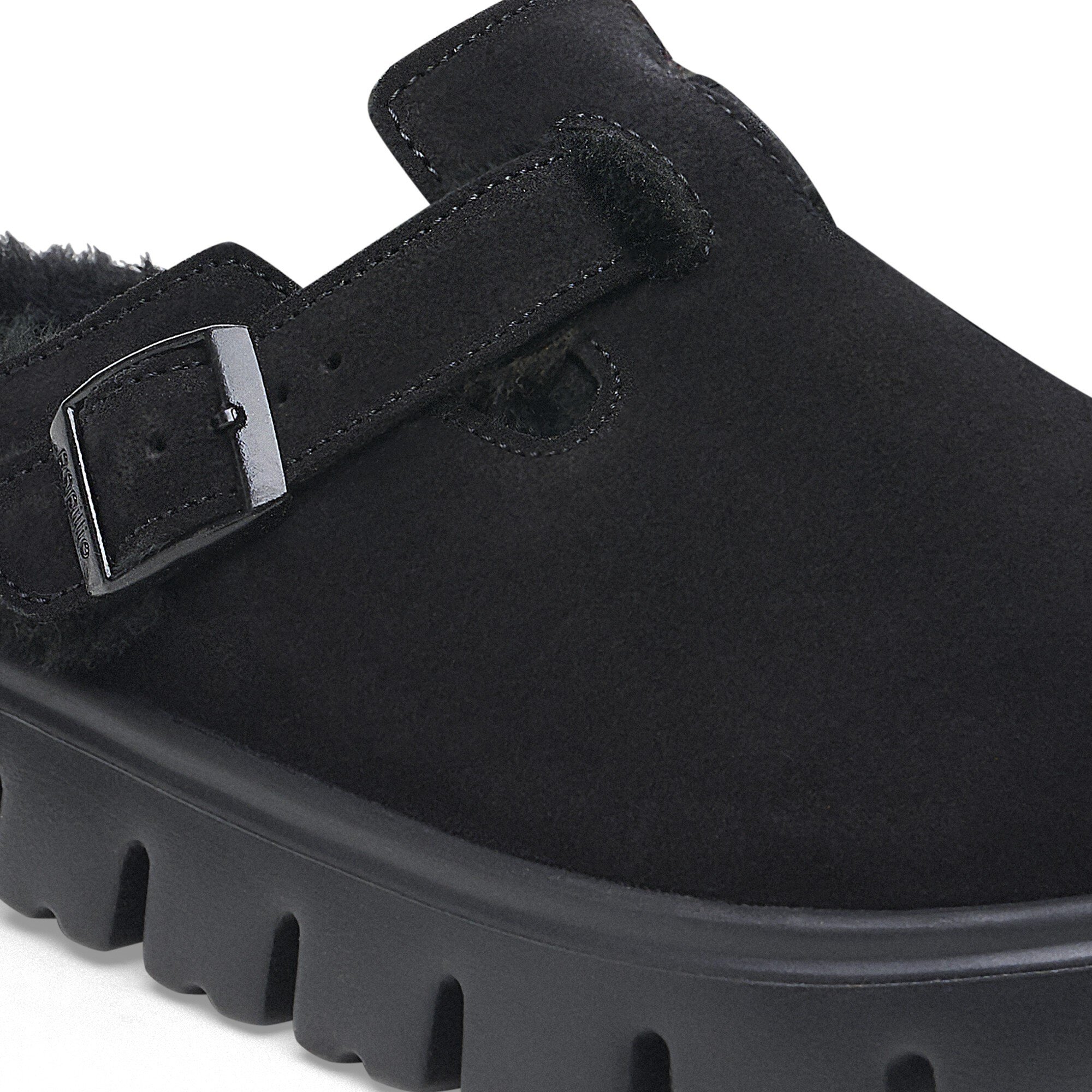 Сабо Birkenstock Boston Chunky Shearling Suede Leather, цвет: Чёрный — фото 7