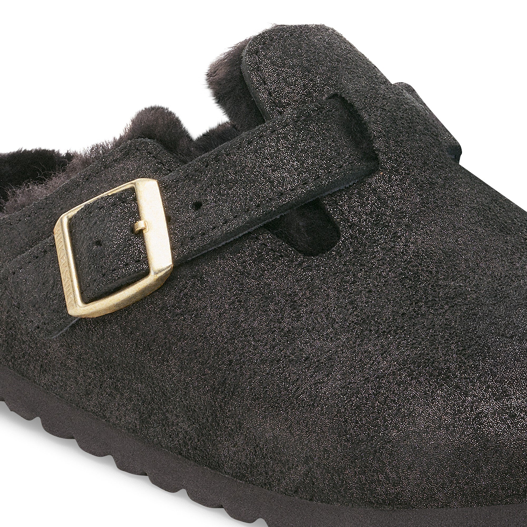 Сабо Birkenstock Boston Shearling Suede Leather/Fur, цвет: Чёрный замшевый — фото 6