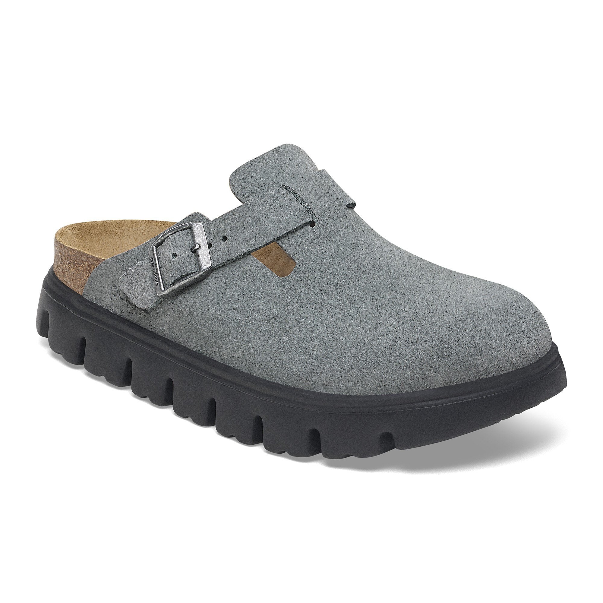 Boston Chunky Suede Leather in Color Basalt Gray/ Black