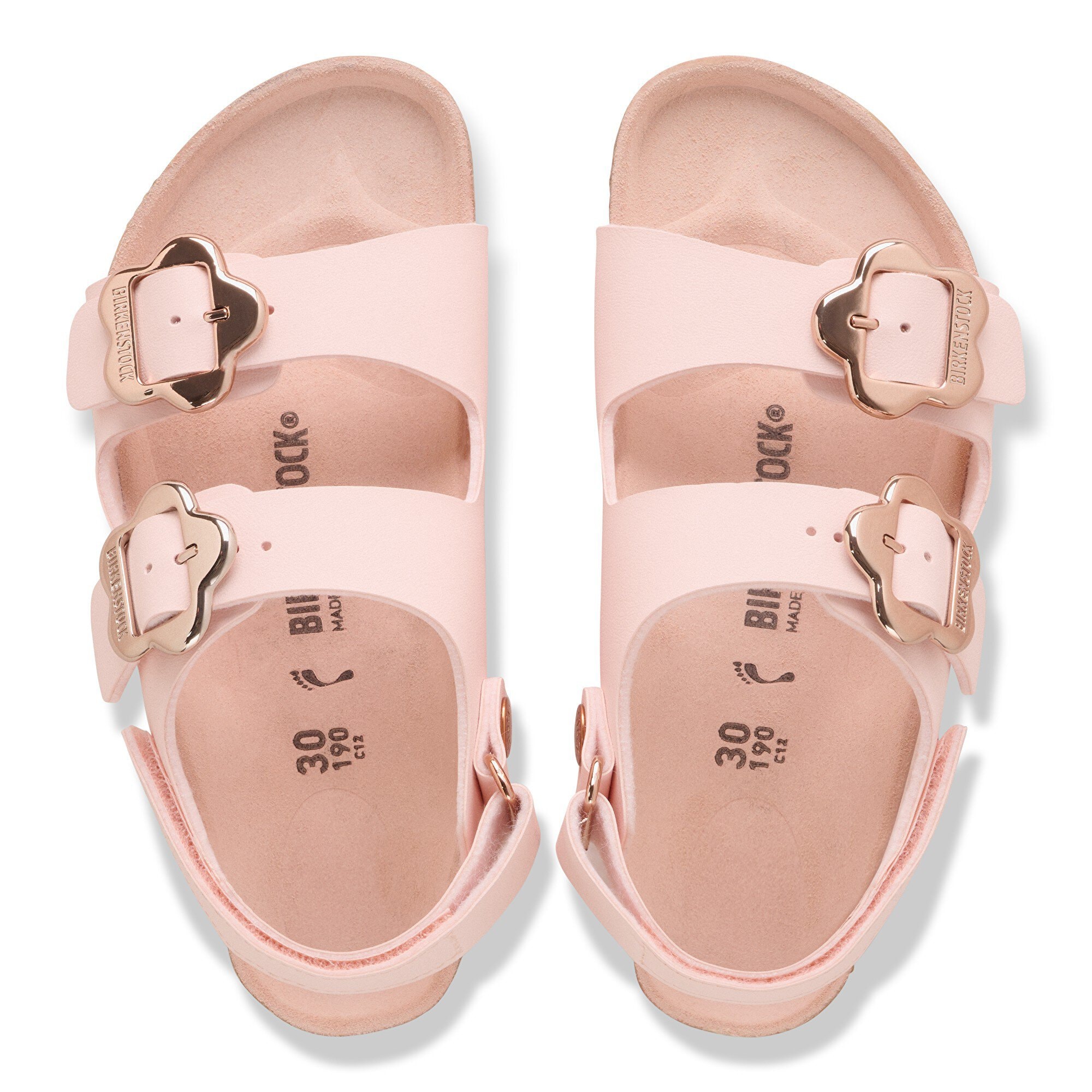 Детские сандалии Birkenstock Milano Flower Buckle Kids Birko-Flor, цвет: Светлый розовый — фото 2