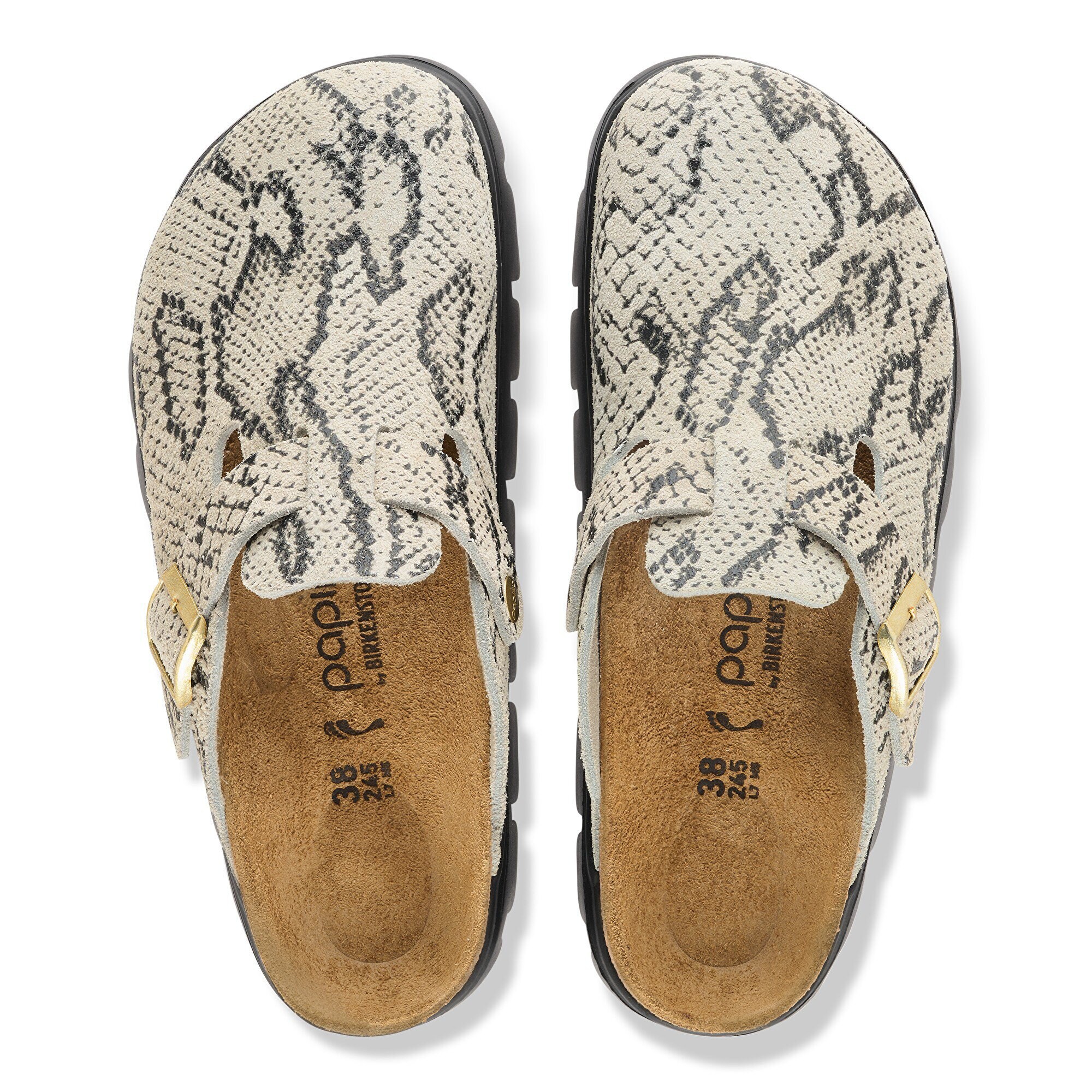 Сабо Birkenstock Boston PAP Chunky Suede Leather, цвет: Змеиный устричный — фото 2