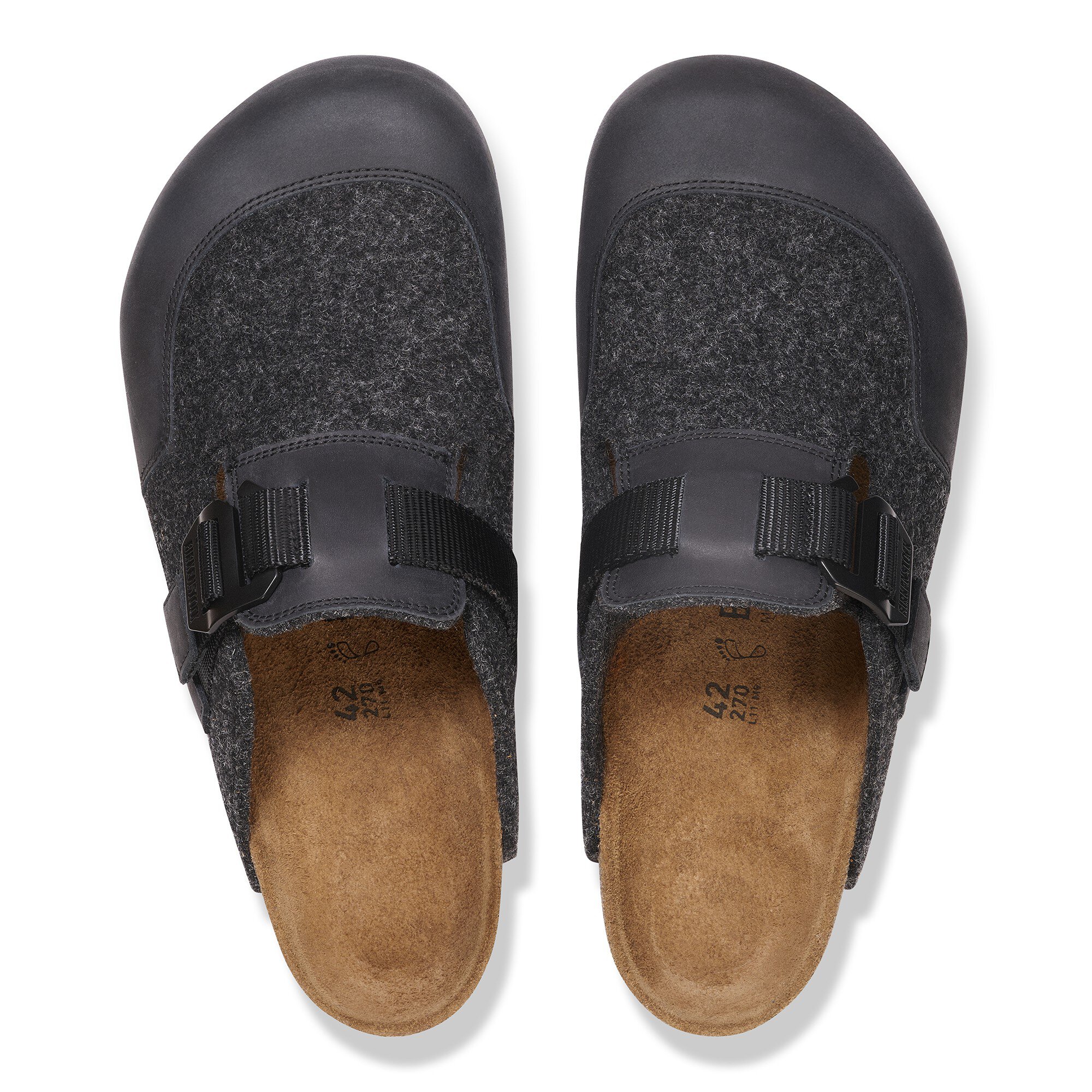 Сабо Birkenstock Boston Nova Felt Leather/Textile/Felt, цвет: Антрацитовый — фото 2