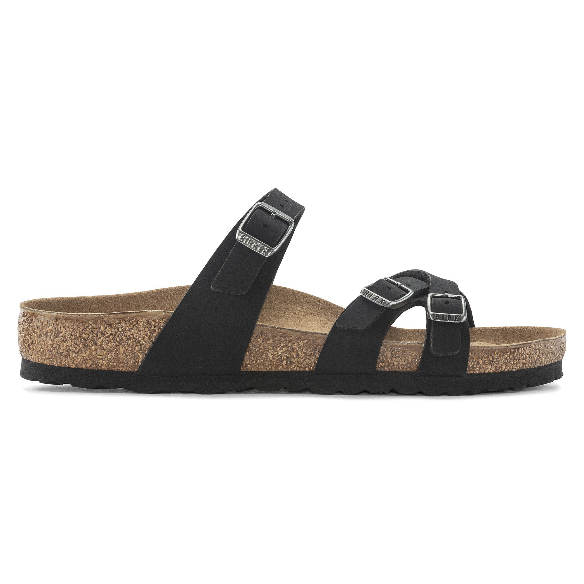 Женские сандалии Birkenstock Franca Birko-Flor Nubuck, цвет: Чёрный — фото 3