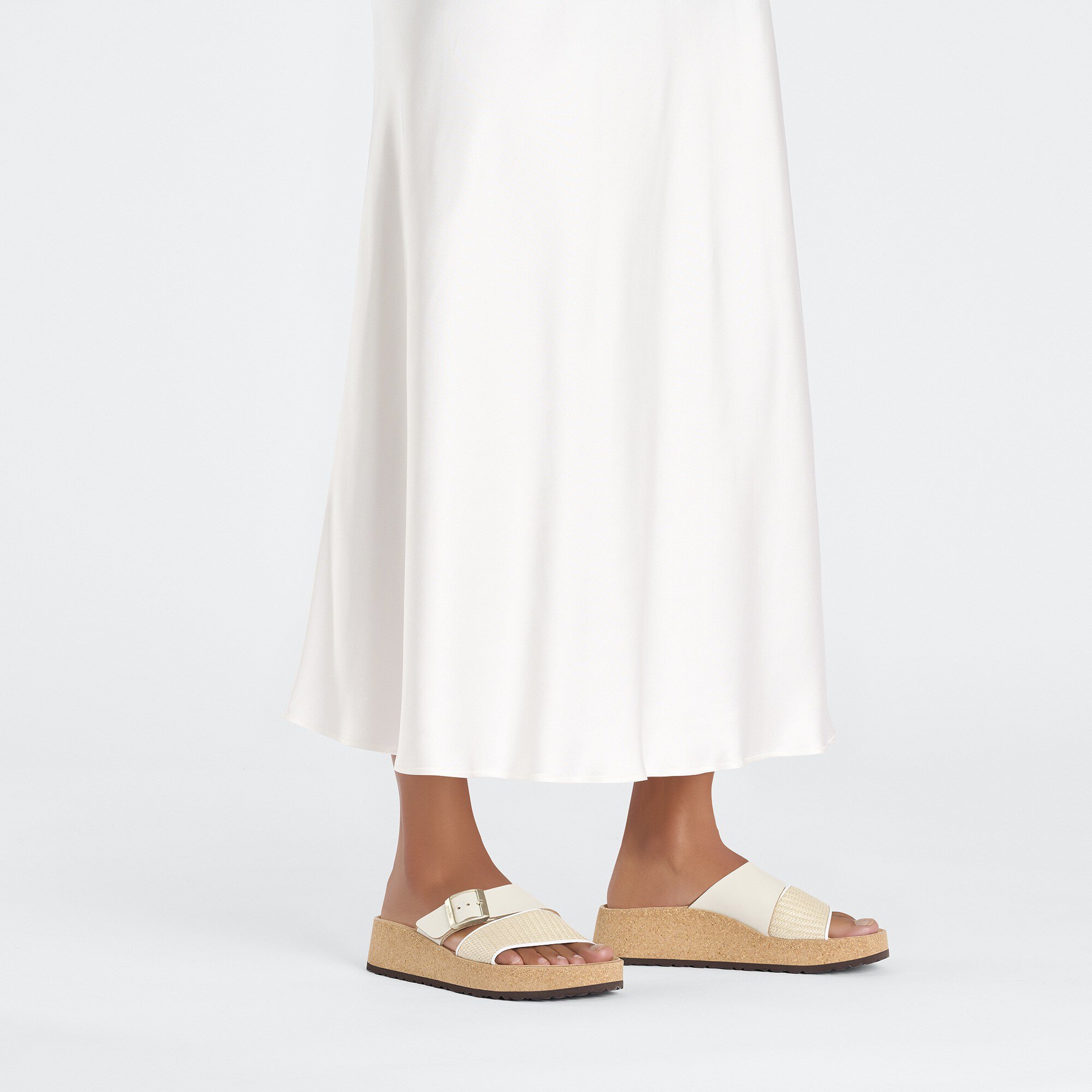 Женские сандалии Birkenstock Almina Raffia Natural Leather/Synthetics, цвет: Натуральный / Белый — фото 4