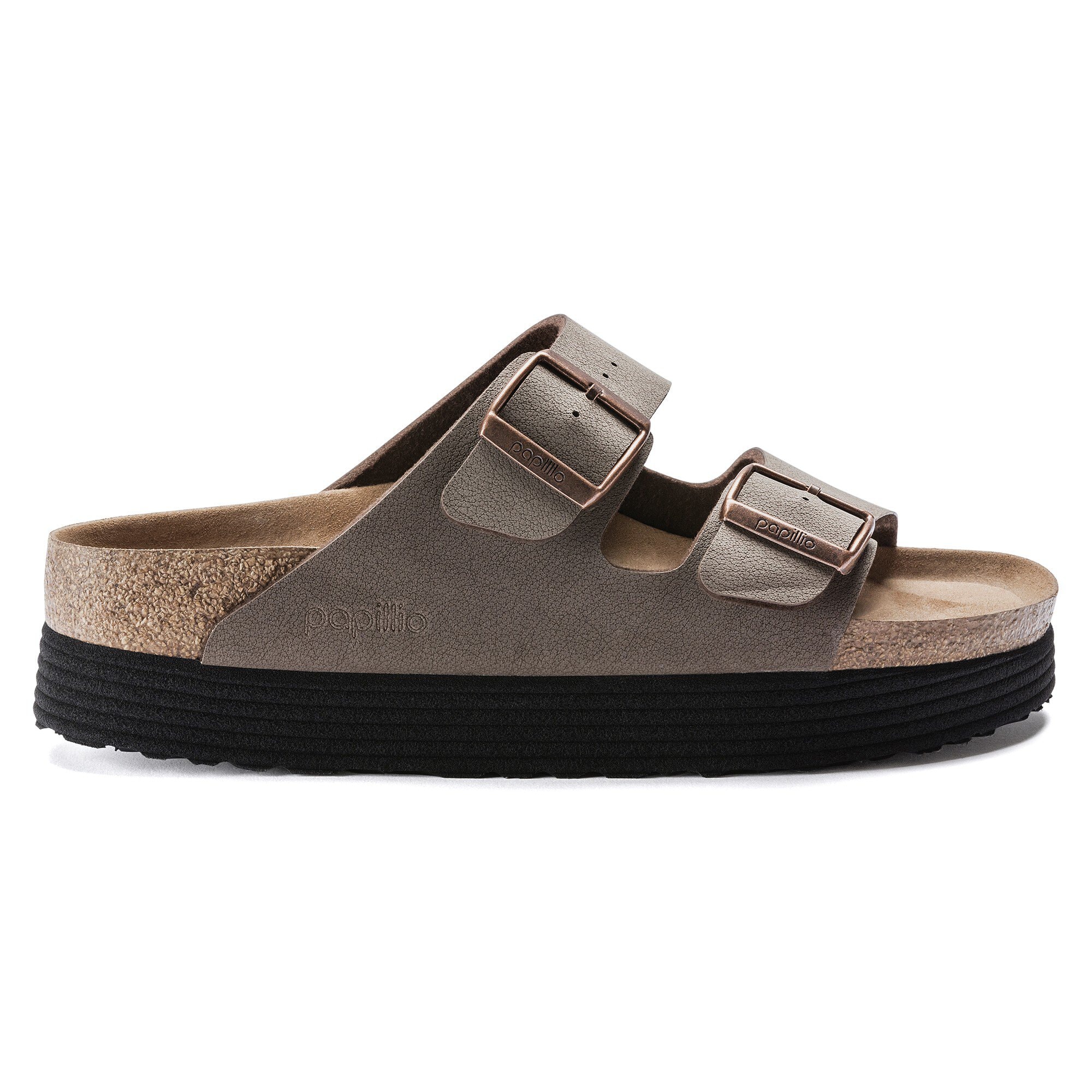 Женские сандалии Birkenstock Arizona Platform Vegan Birko-Flor Nubuck, цвет: Мокко — фото 3