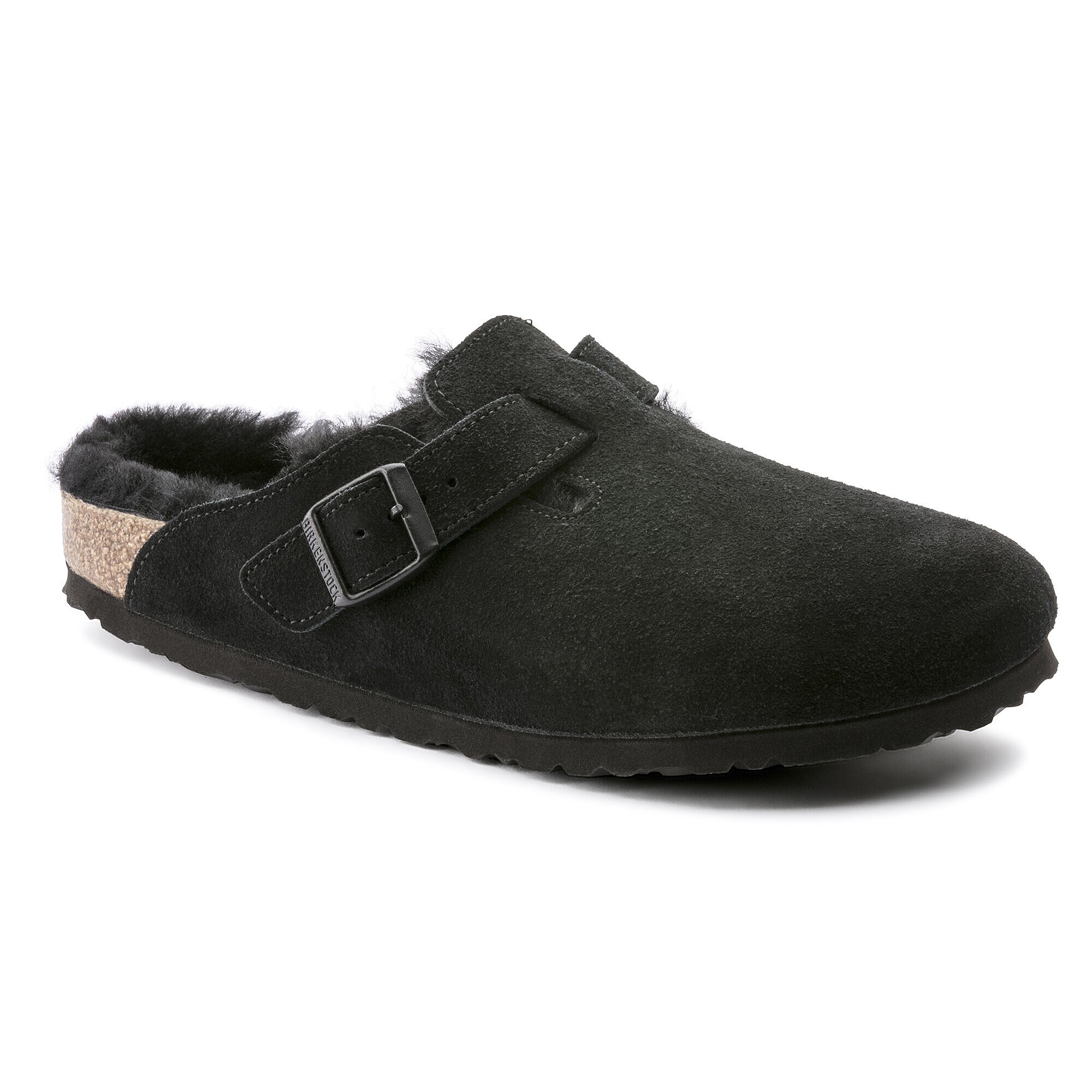 BIRKENSTOCK BOSTON/FUR 黒　24cm Boston Shearling Suede Leather in Color Black | BIRKENSTOCK US