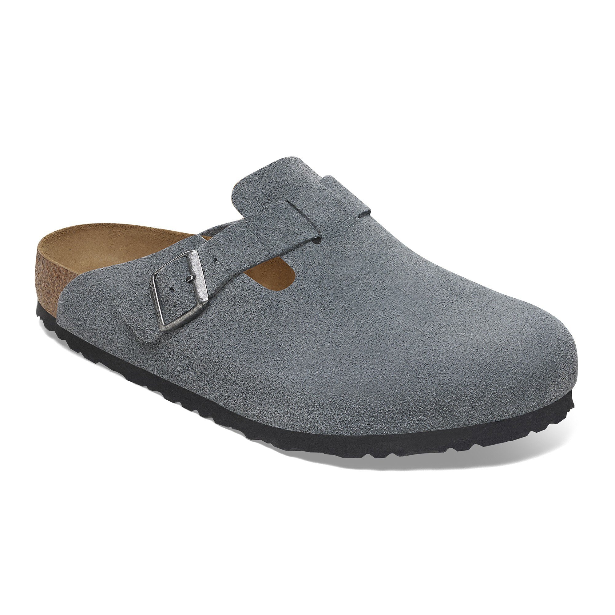 Boston Soft Footbed Suede Leather in Color Basalt Gray