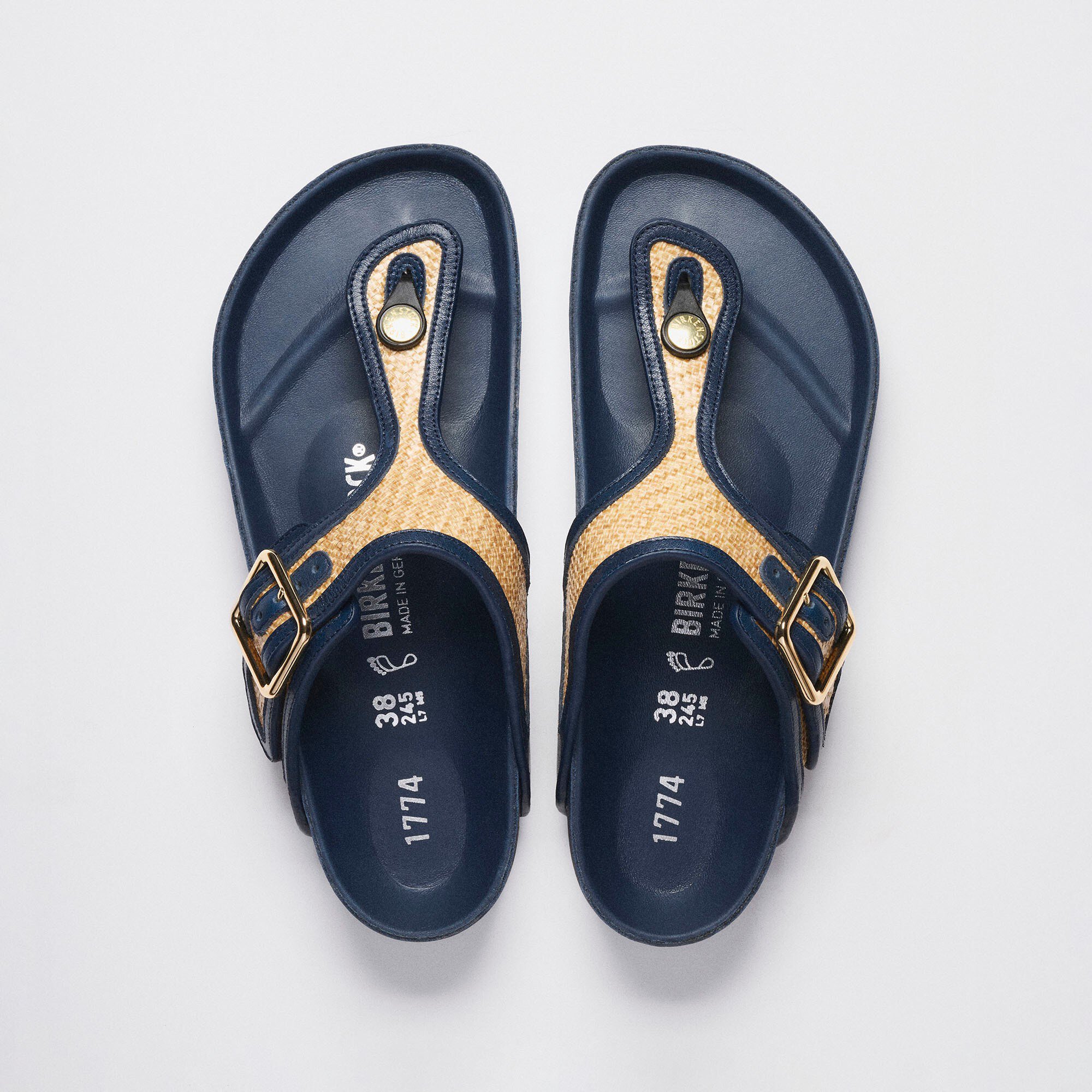 BIRKENSTOCK 1774 サンダル ネイビー 1774 Gizeh Raffia Synthetics in Color Midnight Navy | BIRKENSTOCK US