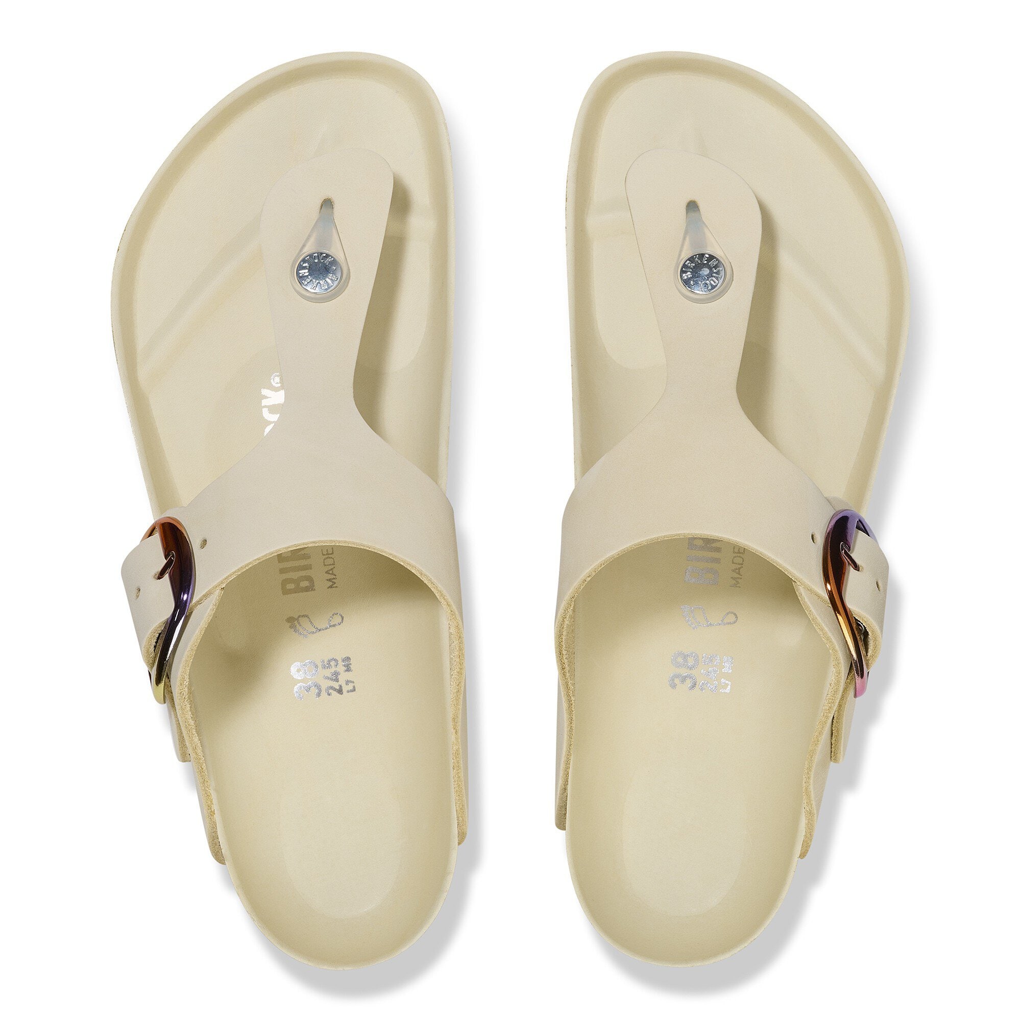Женские сандалии Birkenstock Gizeh Big Buckle Natural Leather Nubuck, цвет: Экрю — фото 2