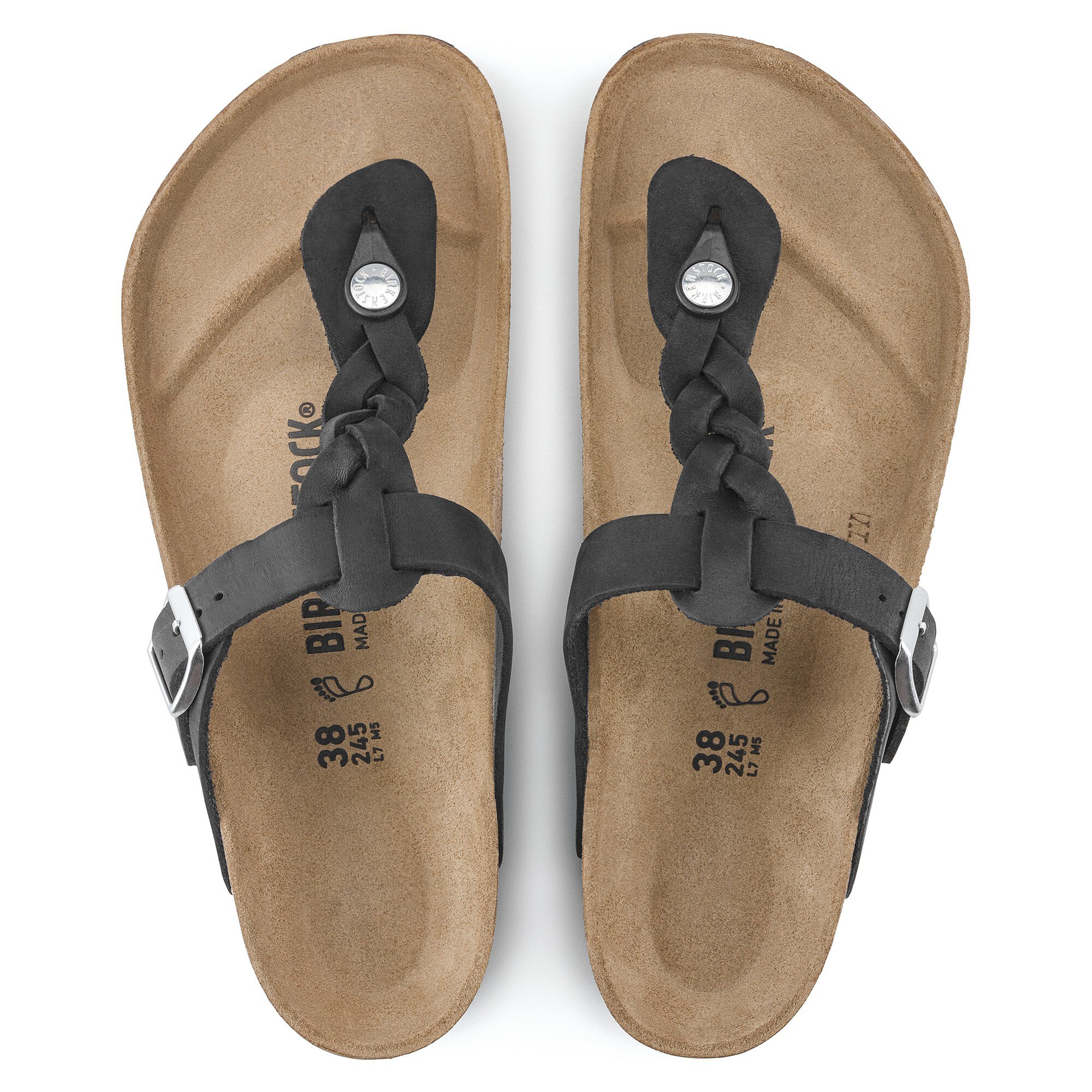 Женские сандалии Birkenstock Gizeh Braided Natural Leather Oiled, цвет: Чёрный — фото 2
