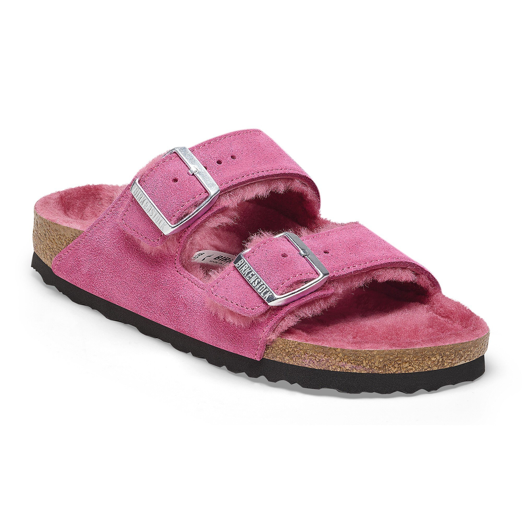 Arizona Shearling Suede Leather in Color Fuchsia Tulip
