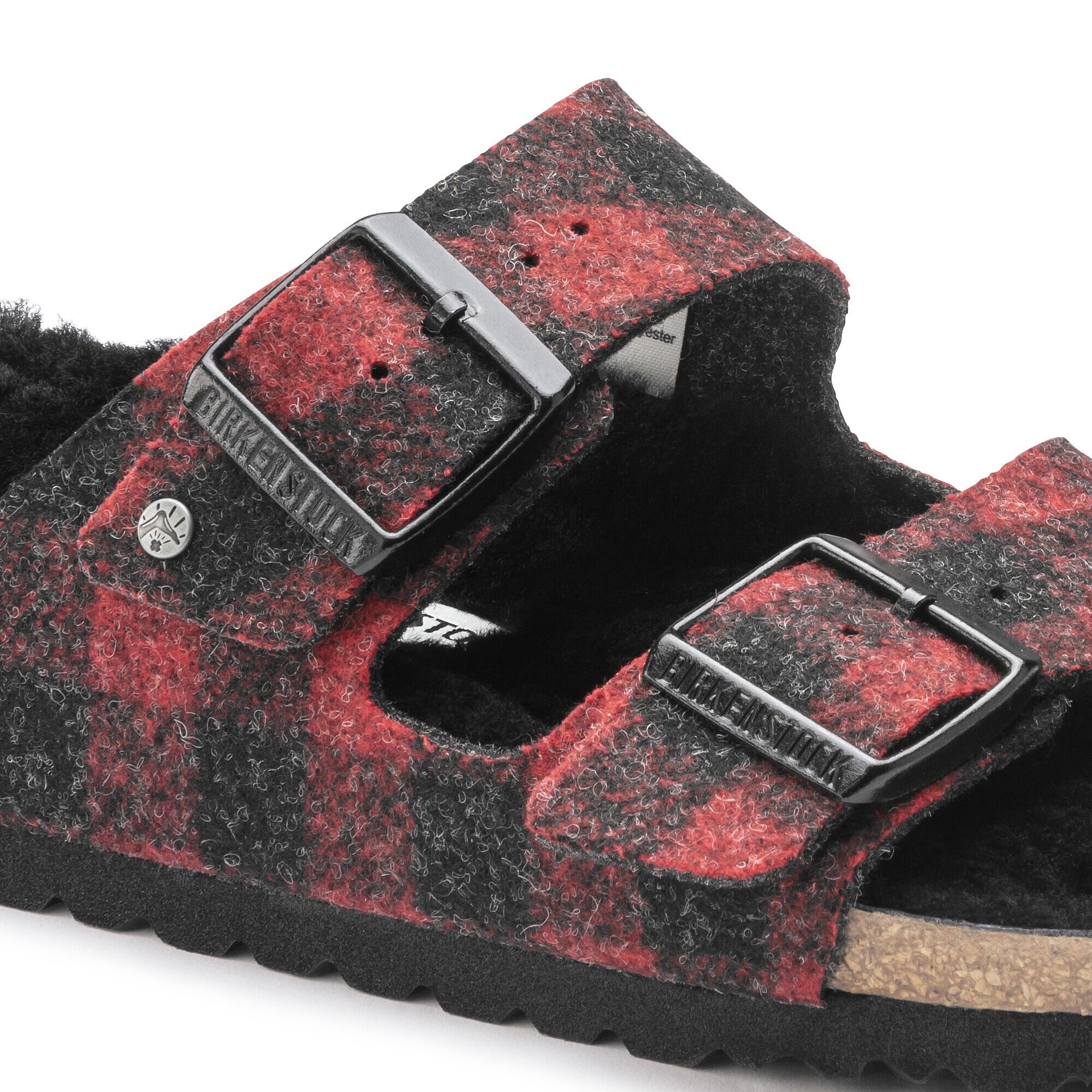 Сандалии Birkenstock Arizona Shearling Suede Leather/Fur, цвет: Клетчатый красный — фото 7