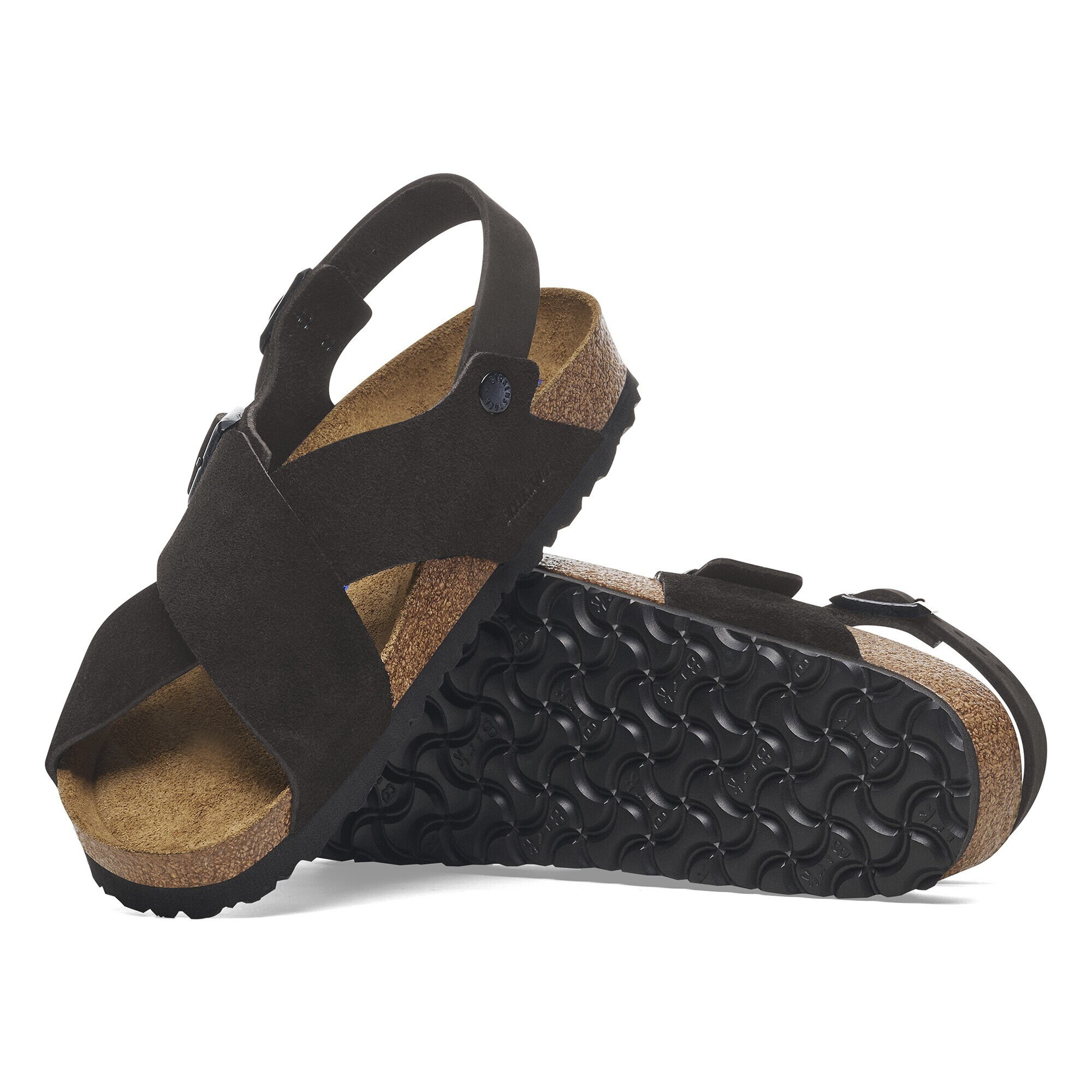 Женские сандалии Birkenstock Tulum Soft Footbed Suede Leather Nubuck, цвет: Чёрный — фото 4