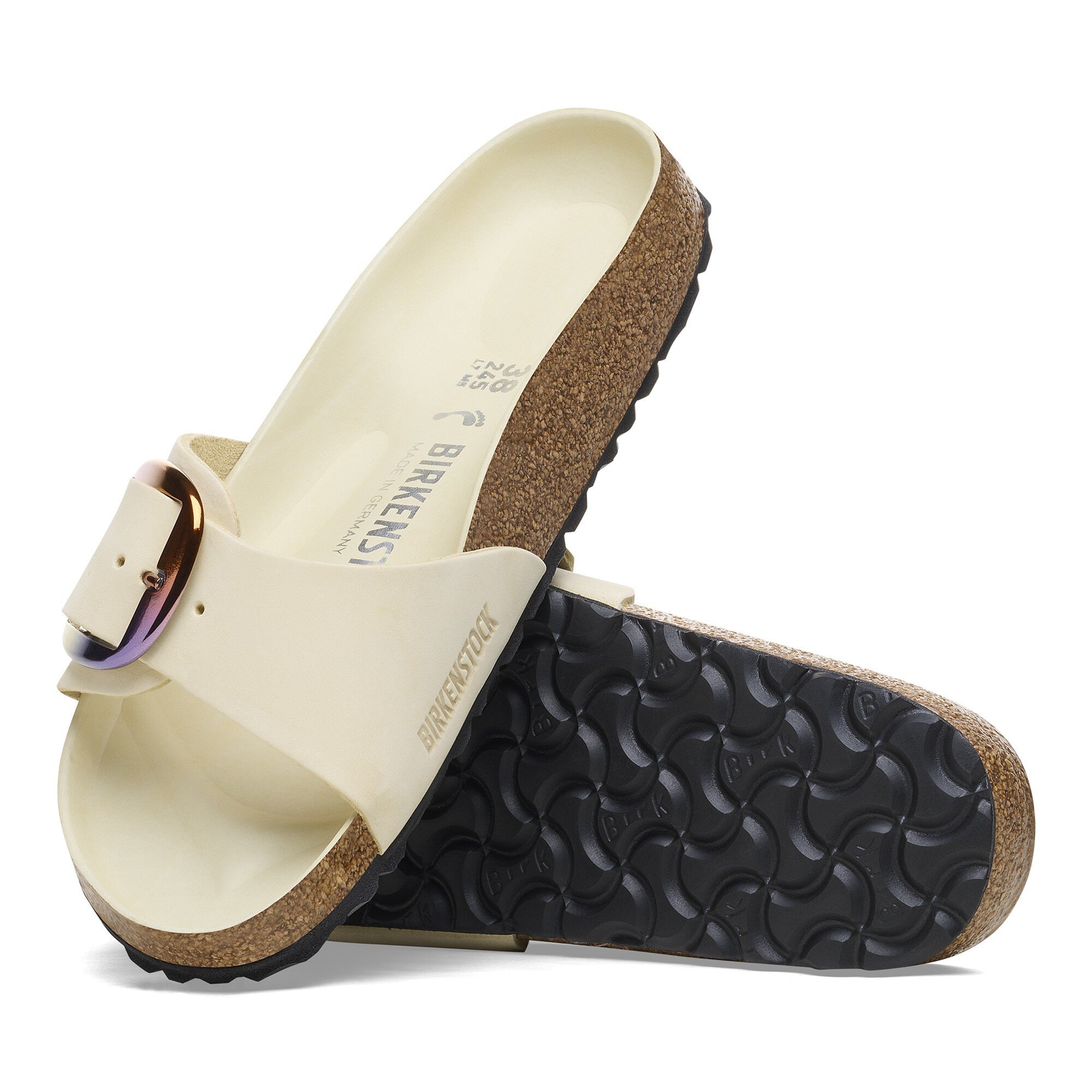 Женские сандалии Birkenstock Madrid Big Buckle Natural Leather Nubuck, цвет: Экрю — фото 4