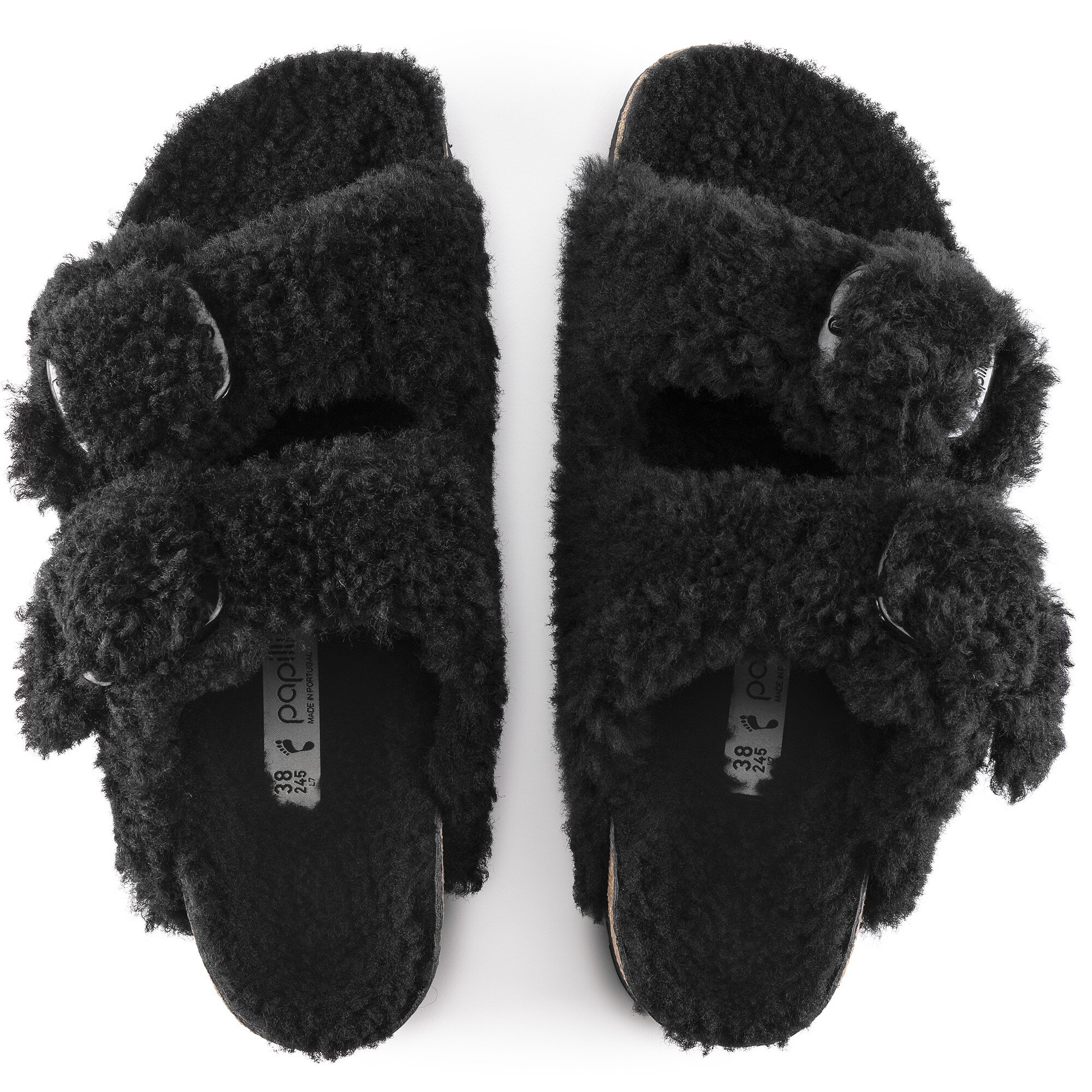 Женские сандалии Birkenstock Arizona Big Buckle Shearling Fur, цвет: Чёрный — фото 2