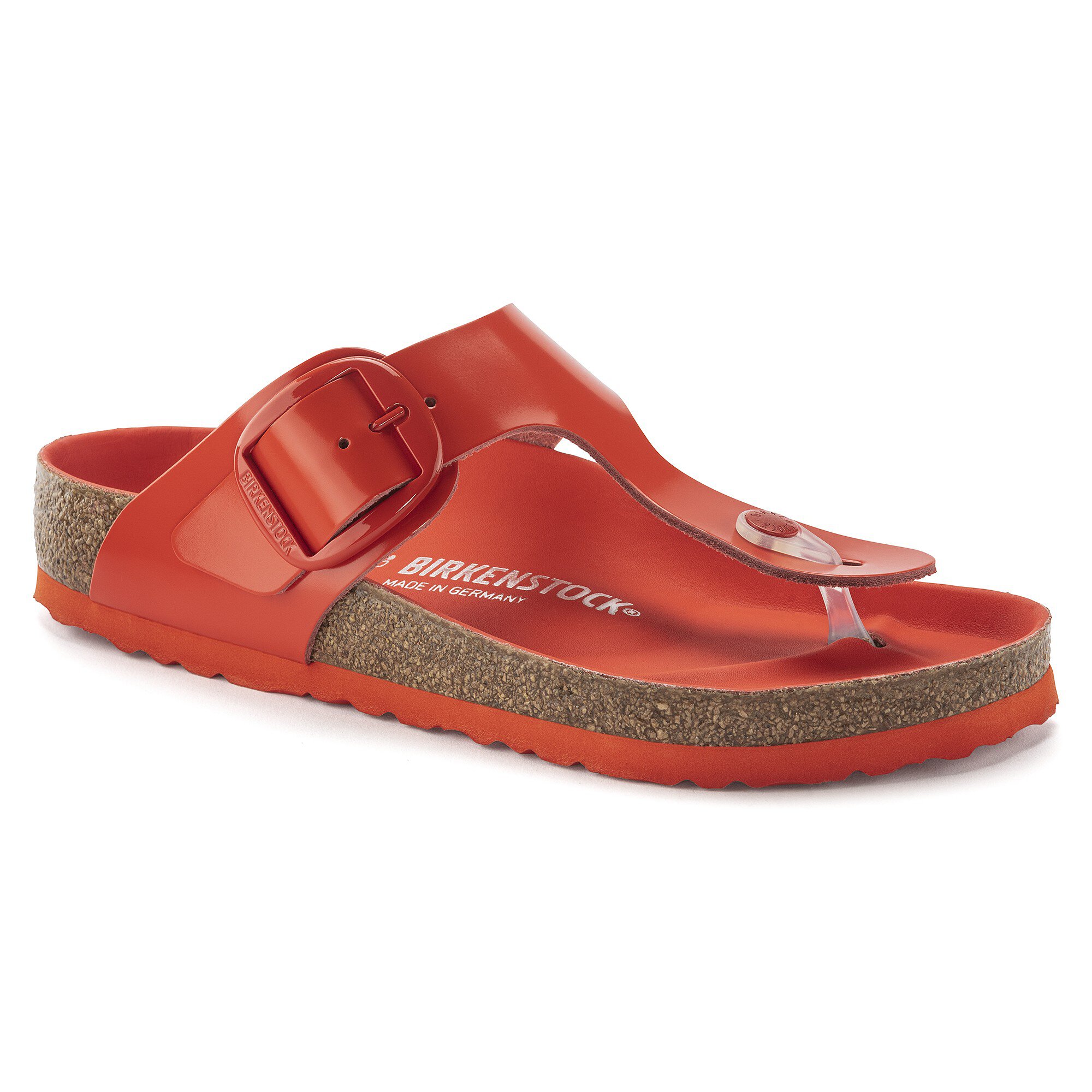 Gizeh Big Buckle Natural Leather Patent in Color High Shine Tomato