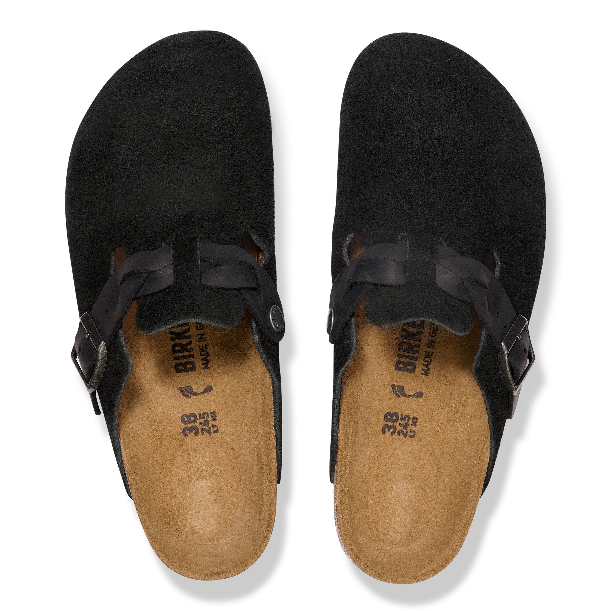 Сабо Birkenstock Boston Braided Suede Leather, цвет: Чёрный — фото 2