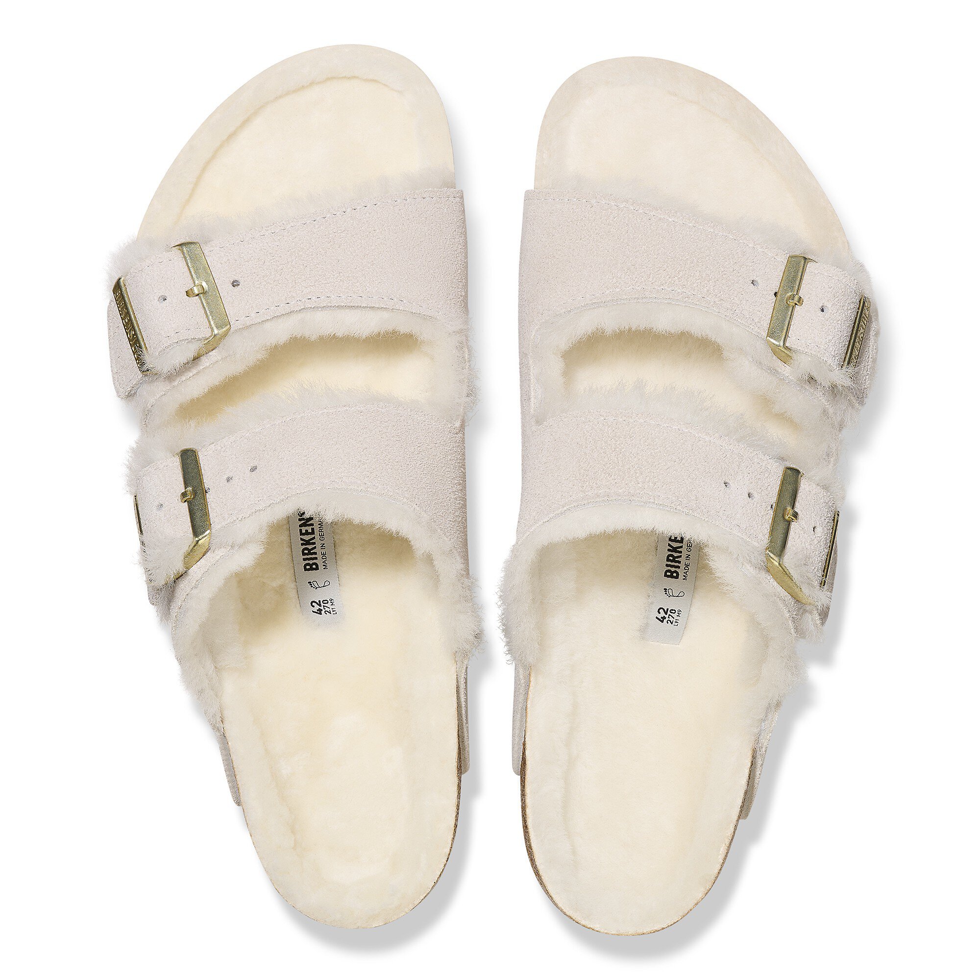 Сандалии Birkenstock Arizona Shearling Suede Leather, цвет: Состаренный белый — фото 2